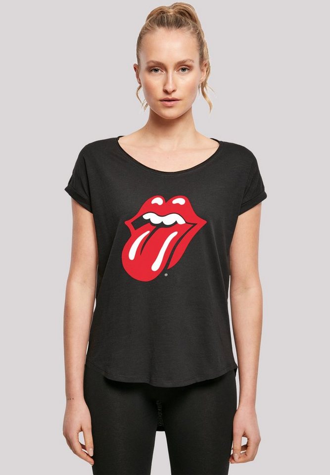 F4NT4STIC T-Shirt The Rolling Stones Rock Band Classic Tongue Black Print,  Sehr weicher Baumwollstoff mit hohem Tragekomfort