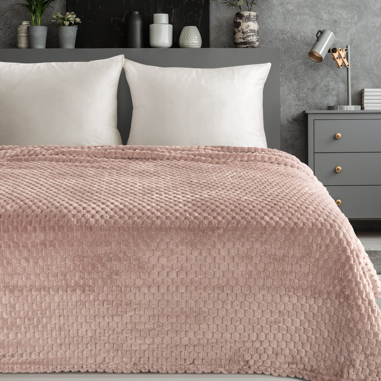 Wohndecke CINDY/6, Design91, Tolle Struktur, Waffelmuster, Weich, Karierte günstig online kaufen