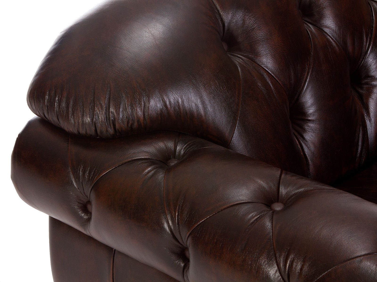 massivum Chesterfield-Sessel Hereford Echtleder braun Armlehnsessel Lesesessel