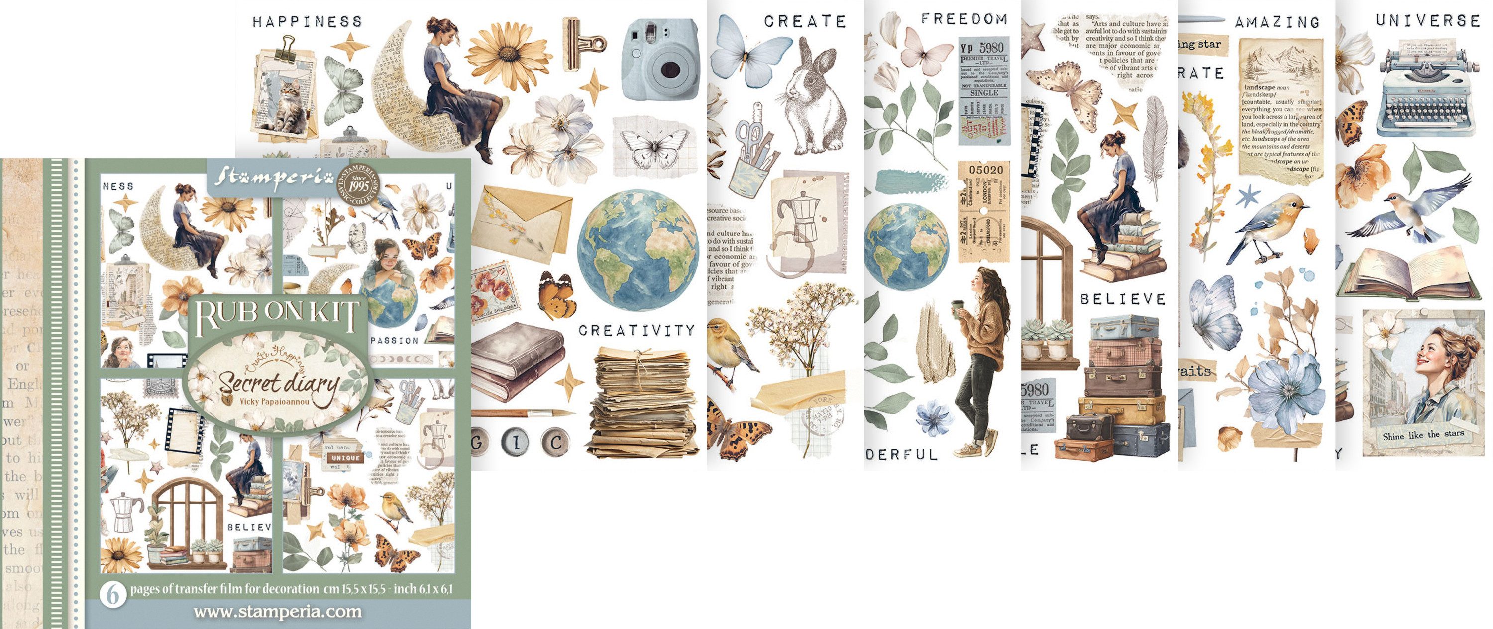 Stamperia Dekorationsfolie Rub On Sortiment Daisy Art, 15.6 cm