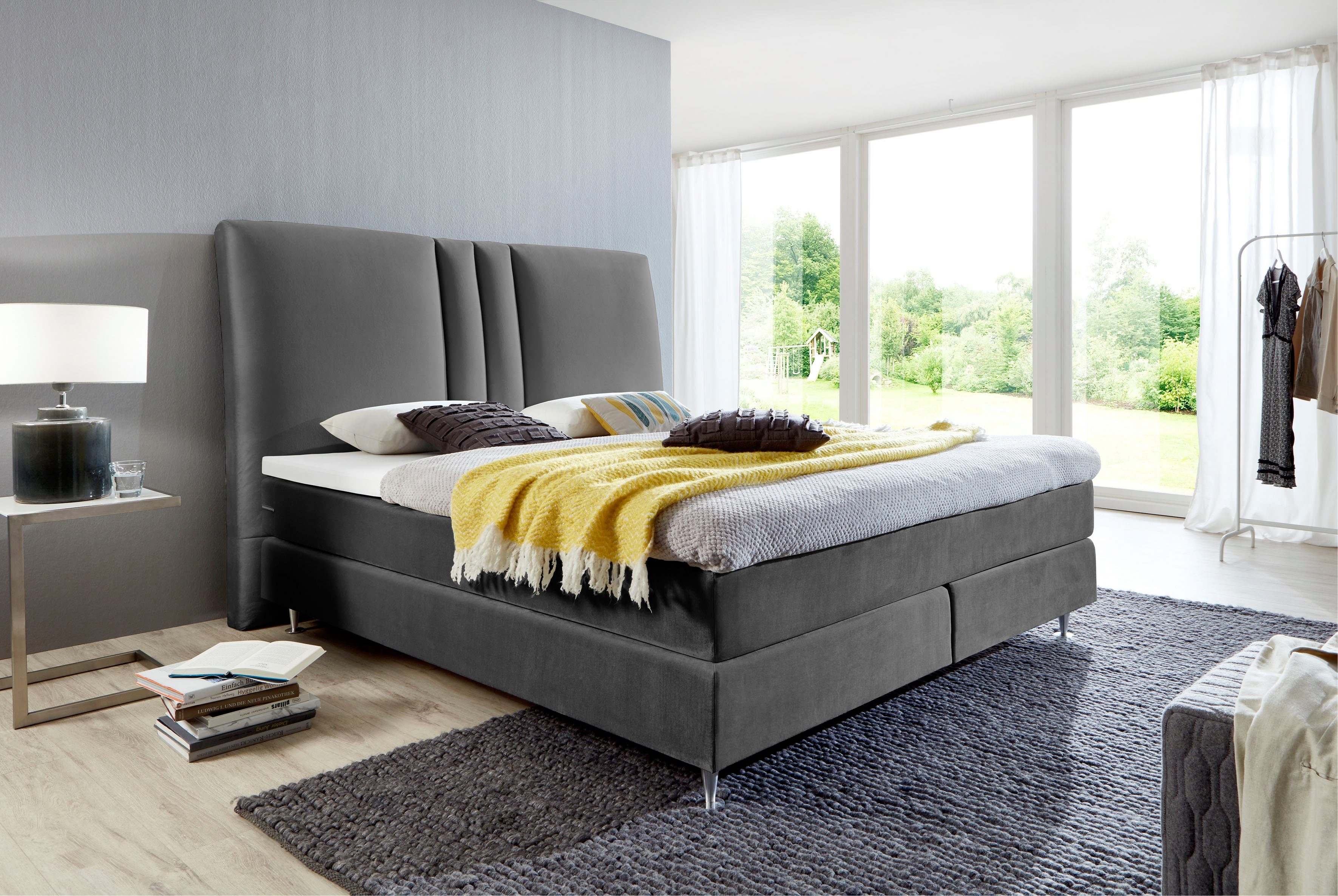 ATLANTIC home collection Boxspringbett Rita, mit Topper und hohen Kopfteil