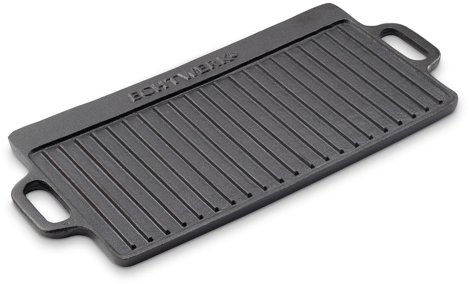 ECHTWERK Grillplatte Big, Grillpfanne aus Gusseisen, Emaille-Beschichtung, 50,5 x 23 cm