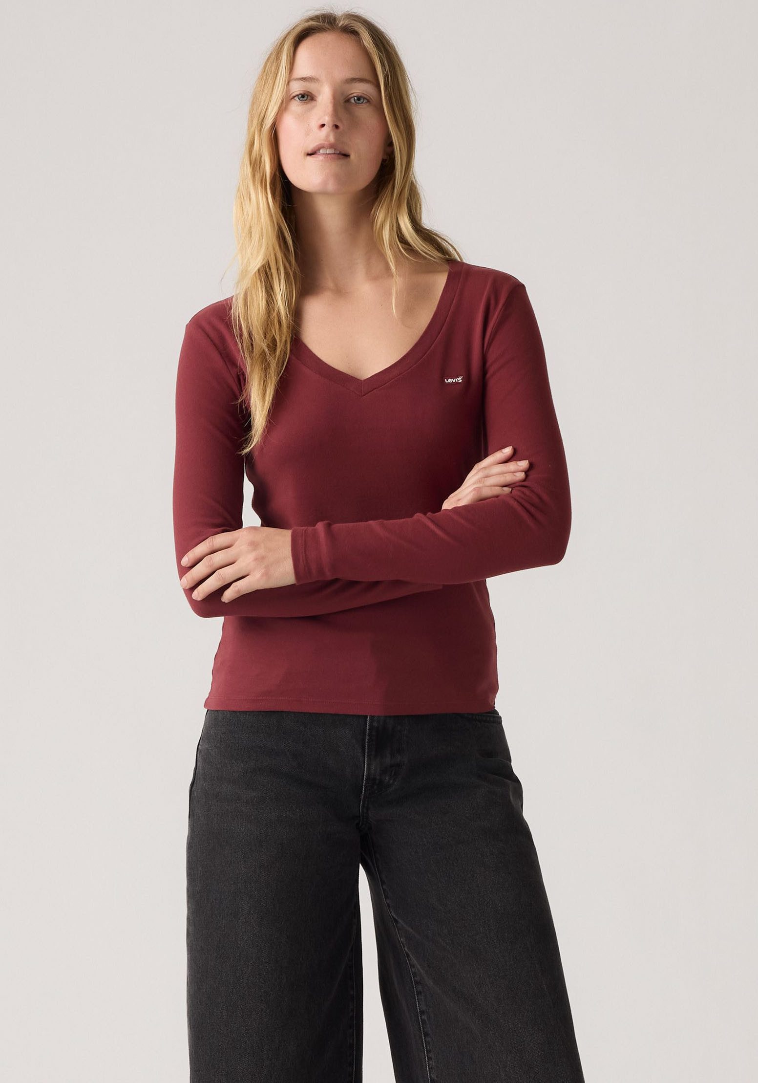 Levi's® Langarmshirt ESSENTIAL HM LS VNECK günstig online kaufen