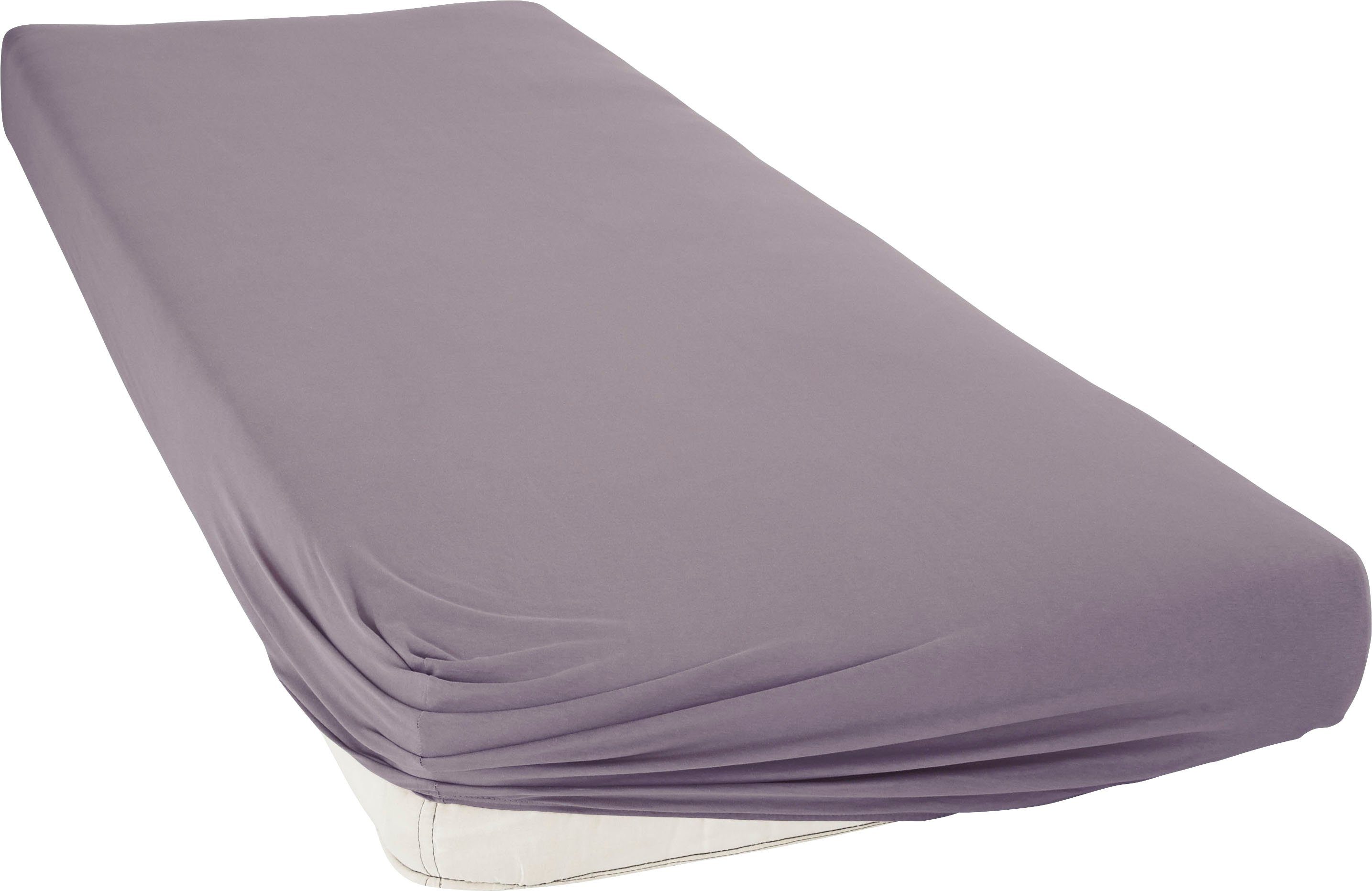 bellana Spannbettlaken bellana exclusiv aus 100% Mako-Baumwolle, 150 g/m², bügelfrei, Mako-Jersey, Gummizug: rundum, (1 Stück), feinste Mako-Baumwolle, Spannbetttuch für Matratzen bis 25cm Höhe