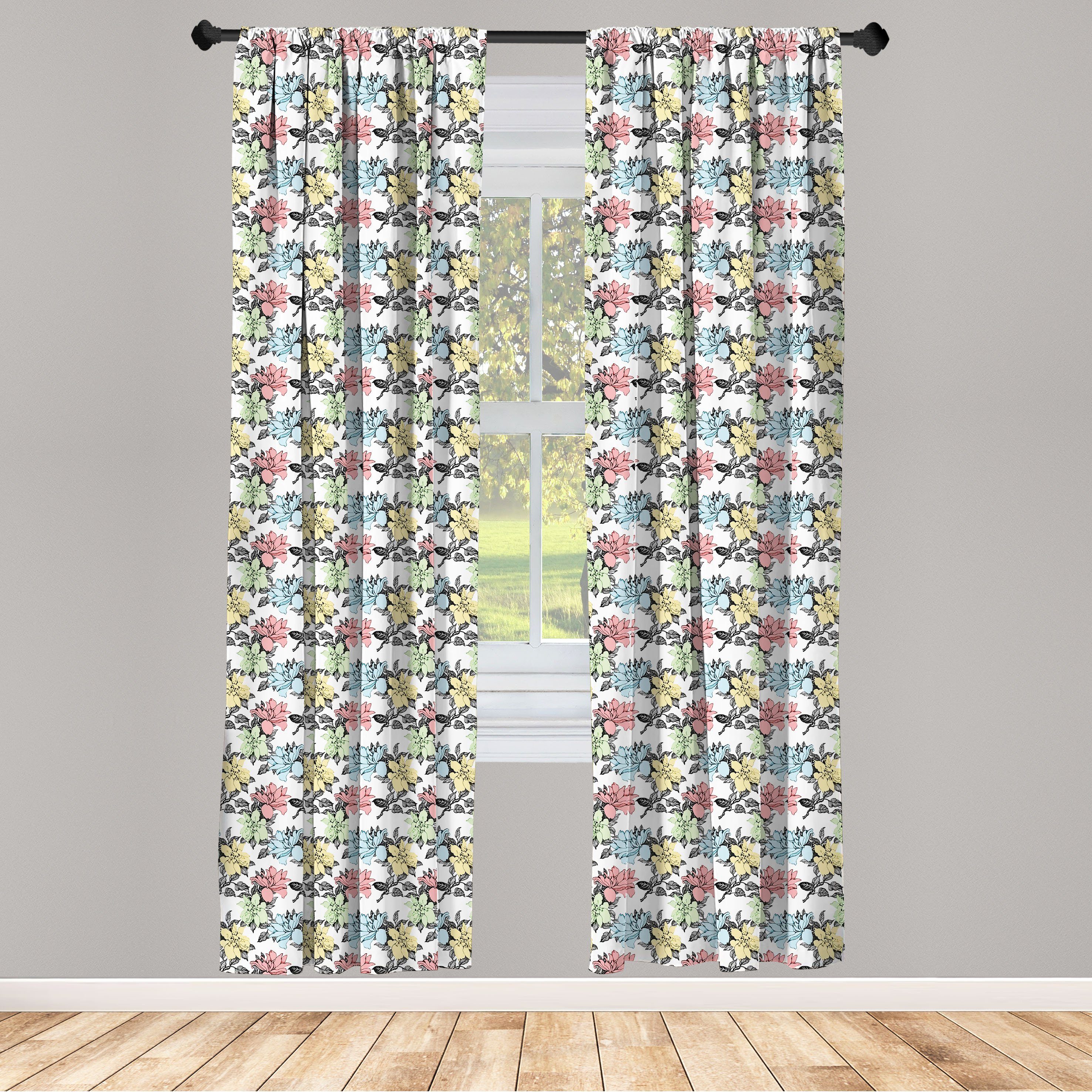 Gardine Vorhang für Wohnzimmer Schlafzimmer Dekor, Abakuhaus, Microfaser, Blumen Colorful Spring Botanical