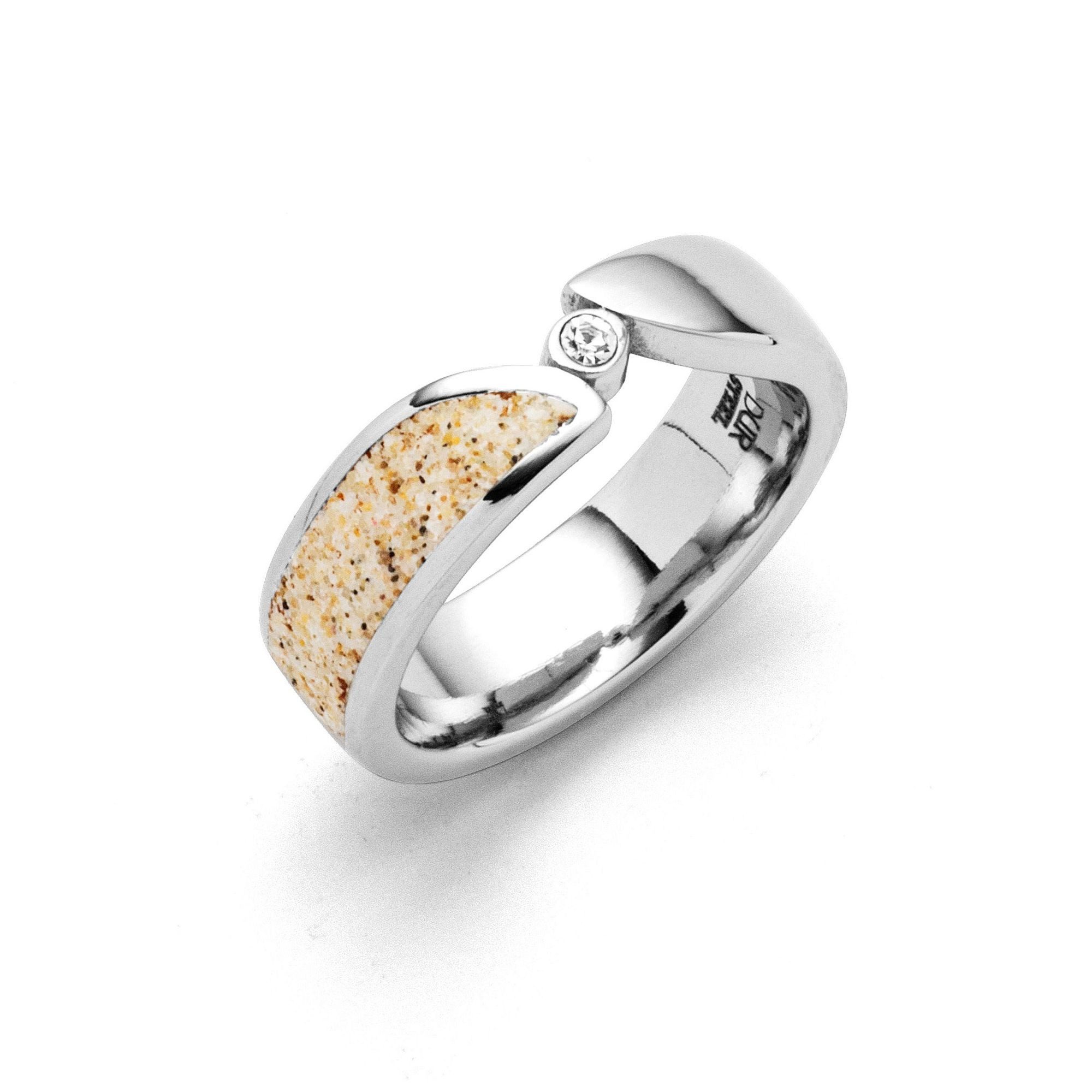 DUR Fingerring STEEL Ring STR1011SA Twinkle Edelstahl Strandsand® Crystal Gr. 52