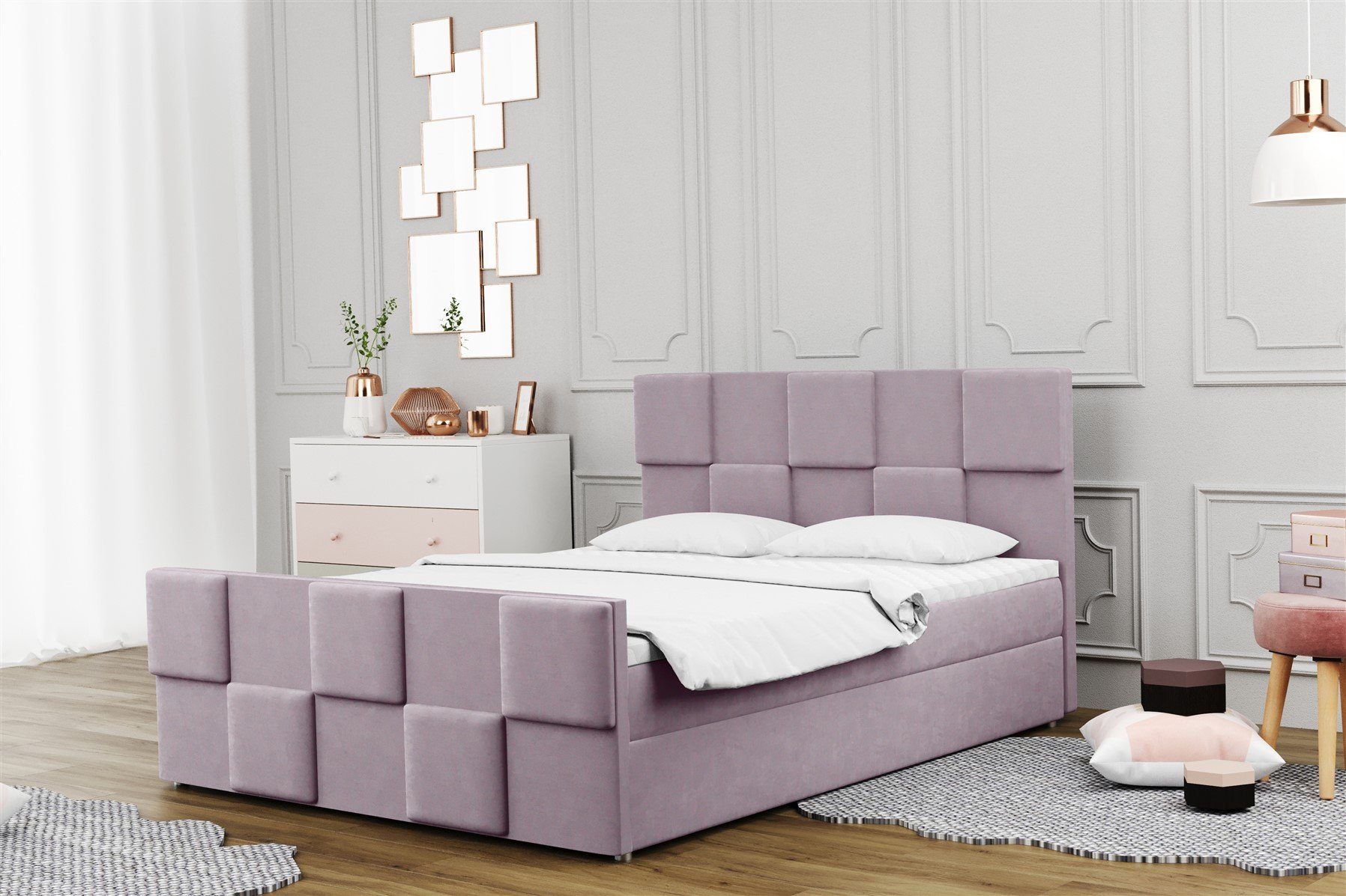 Fun Möbel Boxbett Schlafzimmerbett MURILO 200er in Stoff (inkl. Bettkasten, inkl. Kaltschaumtopper)