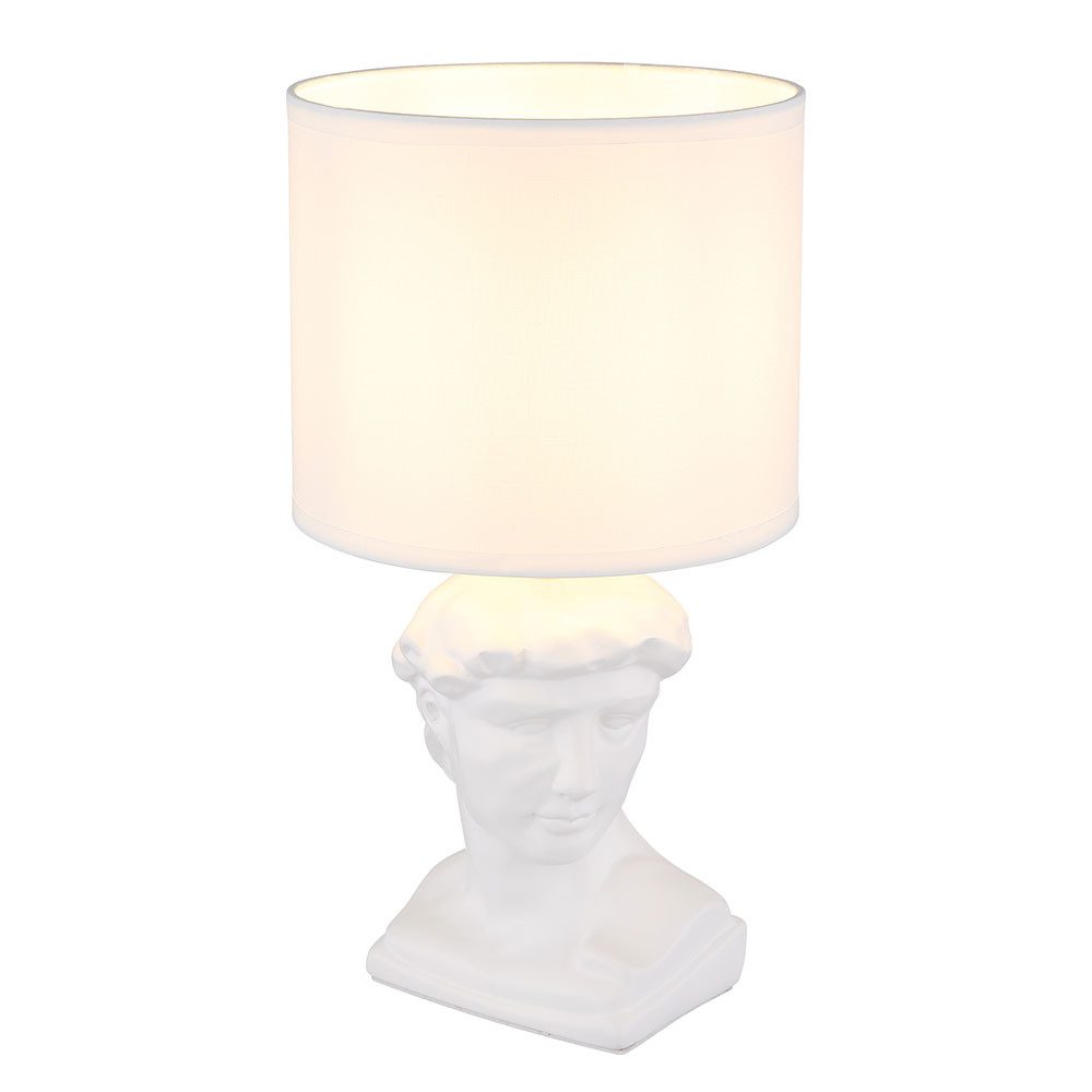GLOBO LIGHTING Tischleuchte, Leuchtmittel nicht inklusive, Tischlampe Beistellleuchte Textil Keramik weiß Statue Skulptur