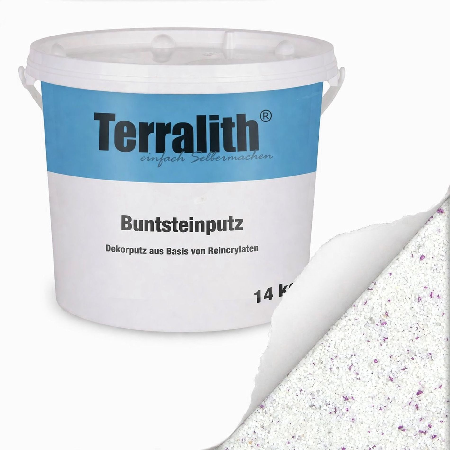 Terralith® Kunstharzputz Buntsteinputz Mosaikputz 2mm -14 kg- BSP120 (Eimer, Verarbeitungsfertig) Dekorationsputz aus Marmor-Granulat bzw. eingefärbter Körnung