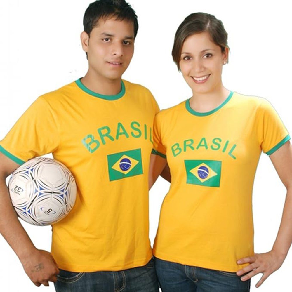 BRUBAKER T-Shirt Brasilien - Retro Unisex Fan Shirt für Herren und Damen (1-tlg) Trikot