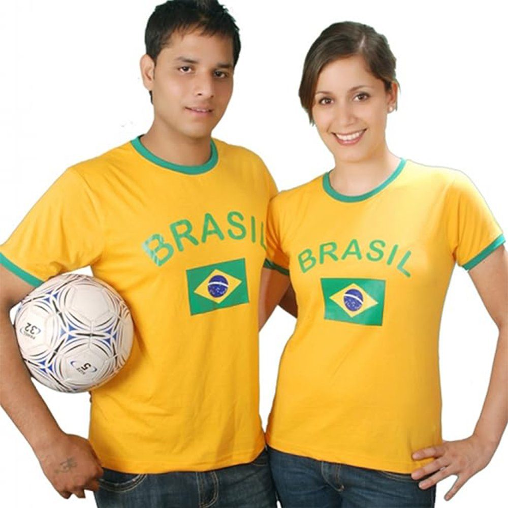 BRUBAKER T-Shirt Brasilien - Retro Unisex Fan Shirt für Herren und Damen  (1-tlg) Trikot