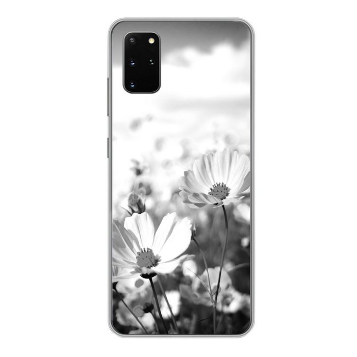 MuchoWow Handyhülle Blumen - Wiese - Lila - Gras - Weiß - Wolken - Blau Phone Case Handyhülle Samsung Galaxy S20 Plus Silikon Schutzhülle