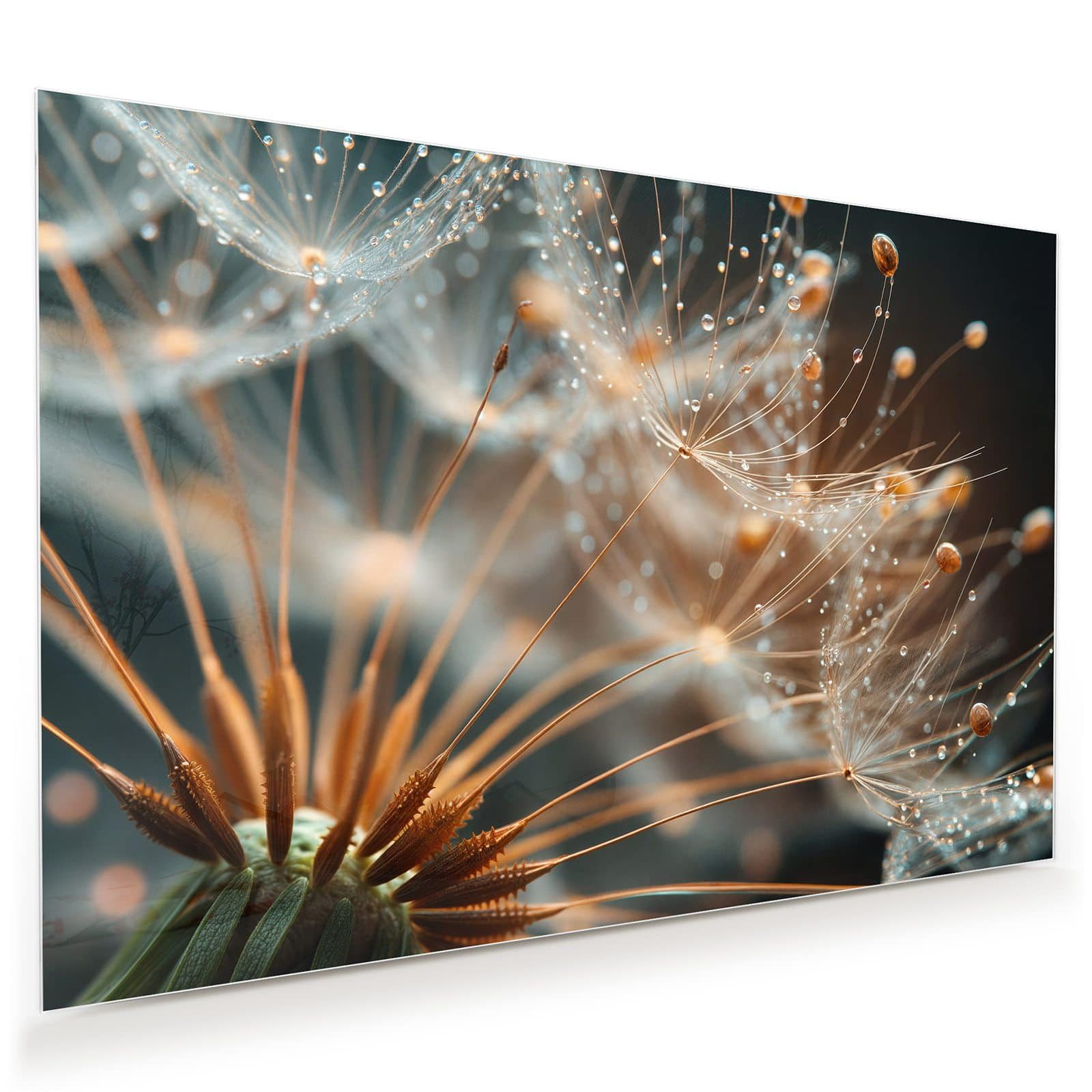 Primedeco Glasbild Wandbild Pusteblumenperlen mit Aufhängung, Blumen & Pflanzen (21 verschiedene Größen, 1 St), Elegante Aufhängung