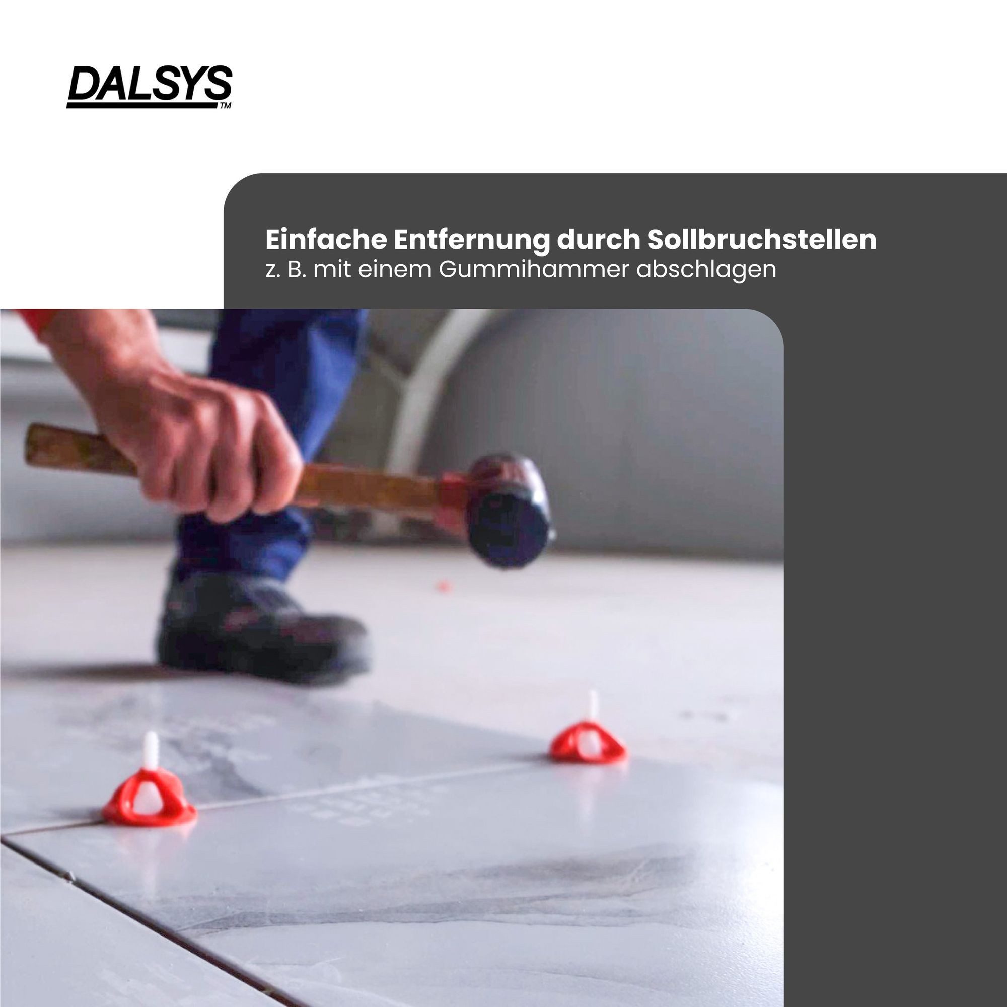 Dalsys Nivelliersystem für Fliesen enthält (2mm) Set 1000 Laschen + 300 Hauben, 1300-St., Fliesenleger Werkzeug für präzises Fugenbild) Gewindelaschen, Zughaube – Bild 4 von 5
