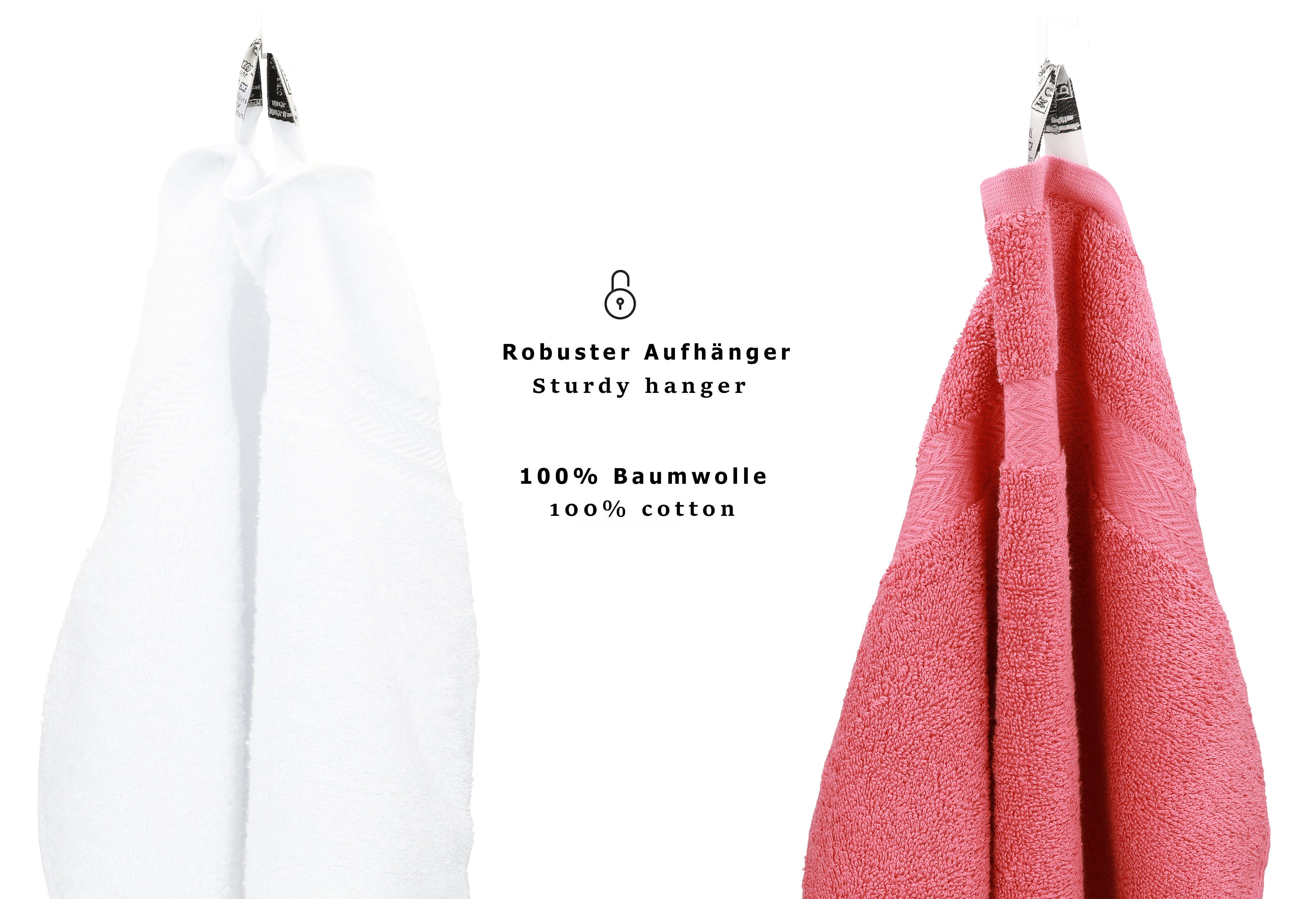 Farbe Baumwolle Premium 100% Baumwolle, weiß/Himbeere, Handtuch Handtuch Set Betz (12-tlg) Set 12-TLG. 100%