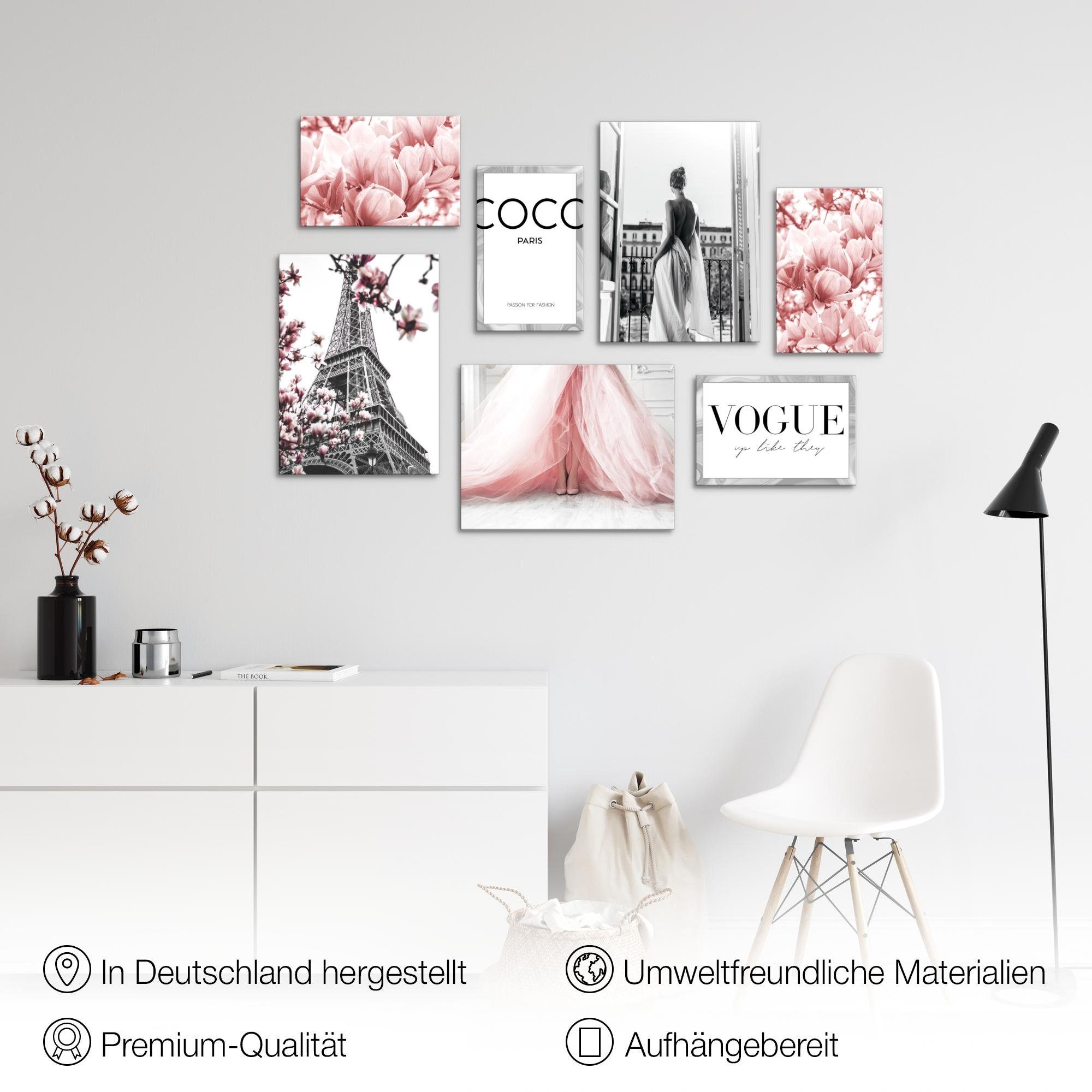 Novart Wandbild Wandbilder Fashion AUFHÄNGFERTIG Mädchen Teenager Paris 100x70 cm, Blumen, 100 x 70 cm