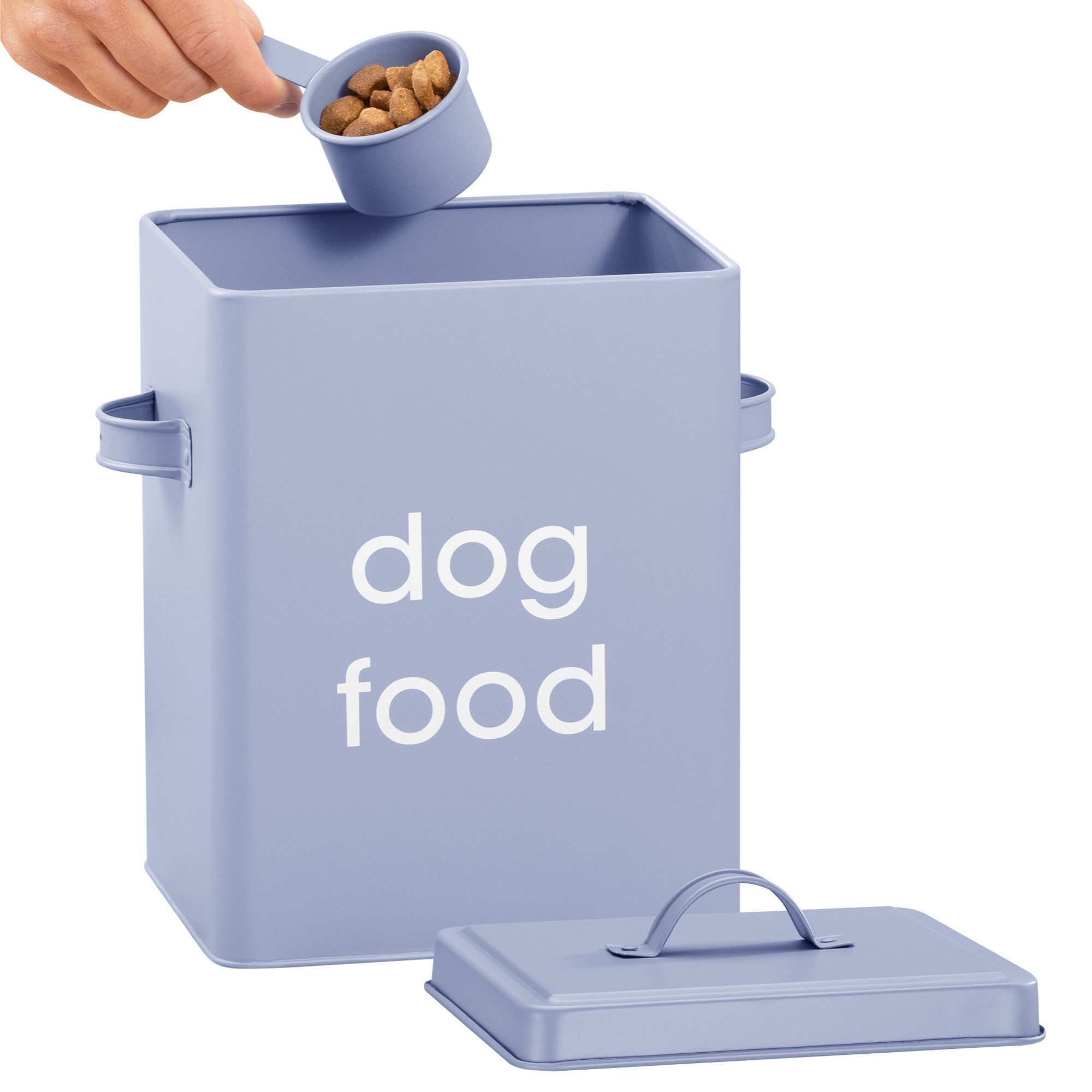 Navaris Контейнер для корму Tierfutterbehälter mit Deckel - Behälter für Hundefutter mit Schaufel, Eisen, (1-tlg)