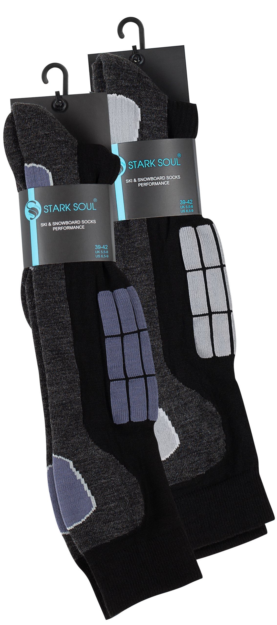 Stark Soul® Skisocken Ski verstärkten Socken, Spezialpolsterung, & Snowboard 2 mit 2 Paar, Belastungszonen Paar