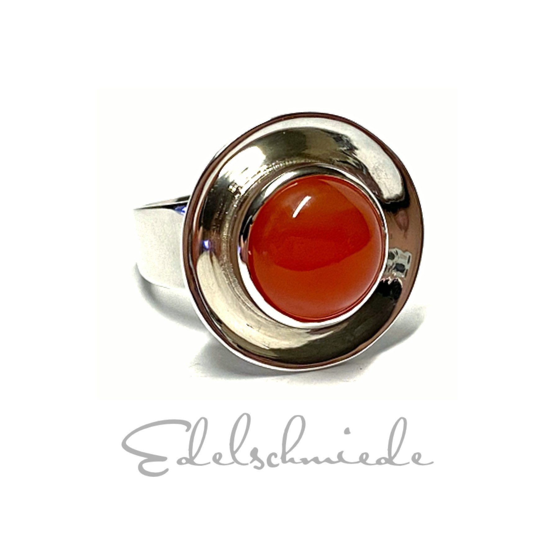 Edelschmiede925 Silberring Ring Silber 925/- Carneol Cabochon karneol Handarbeit #54