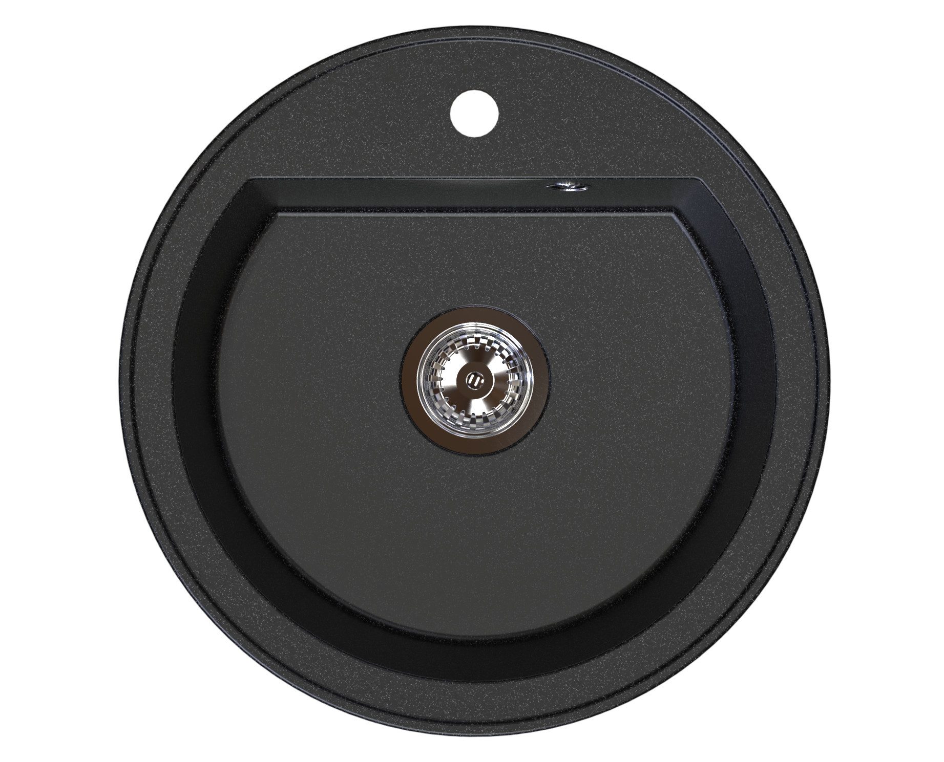 manestein Granitspüle Spülbecken aus Granit, Spüle mit oder ohne Abtropffläche, 1 Becken, Rund, Ø 51