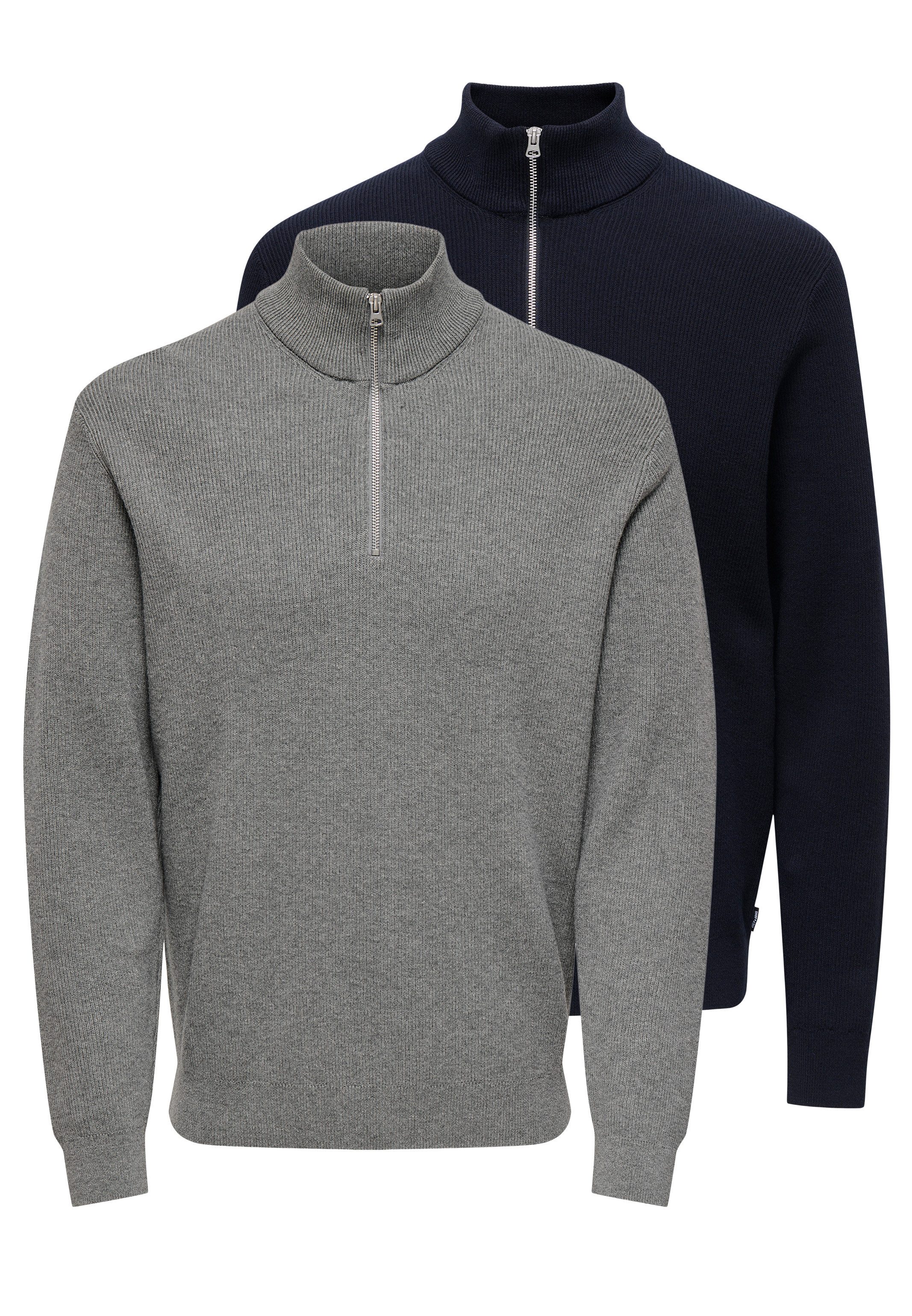 ONLY & SONS Sweatshirt 2er Pack Phil (Spar-Set, 2-tlg) Sweattroyer - Baumwolle - Atmungsaktiv