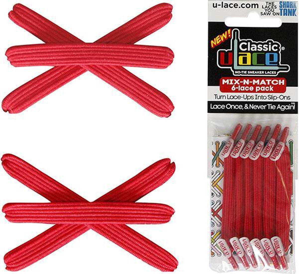 U-Laces Schnürsenkel Classic Mix N Match 6 Stück - elastische Schnürsenkel mit Wiederhaken