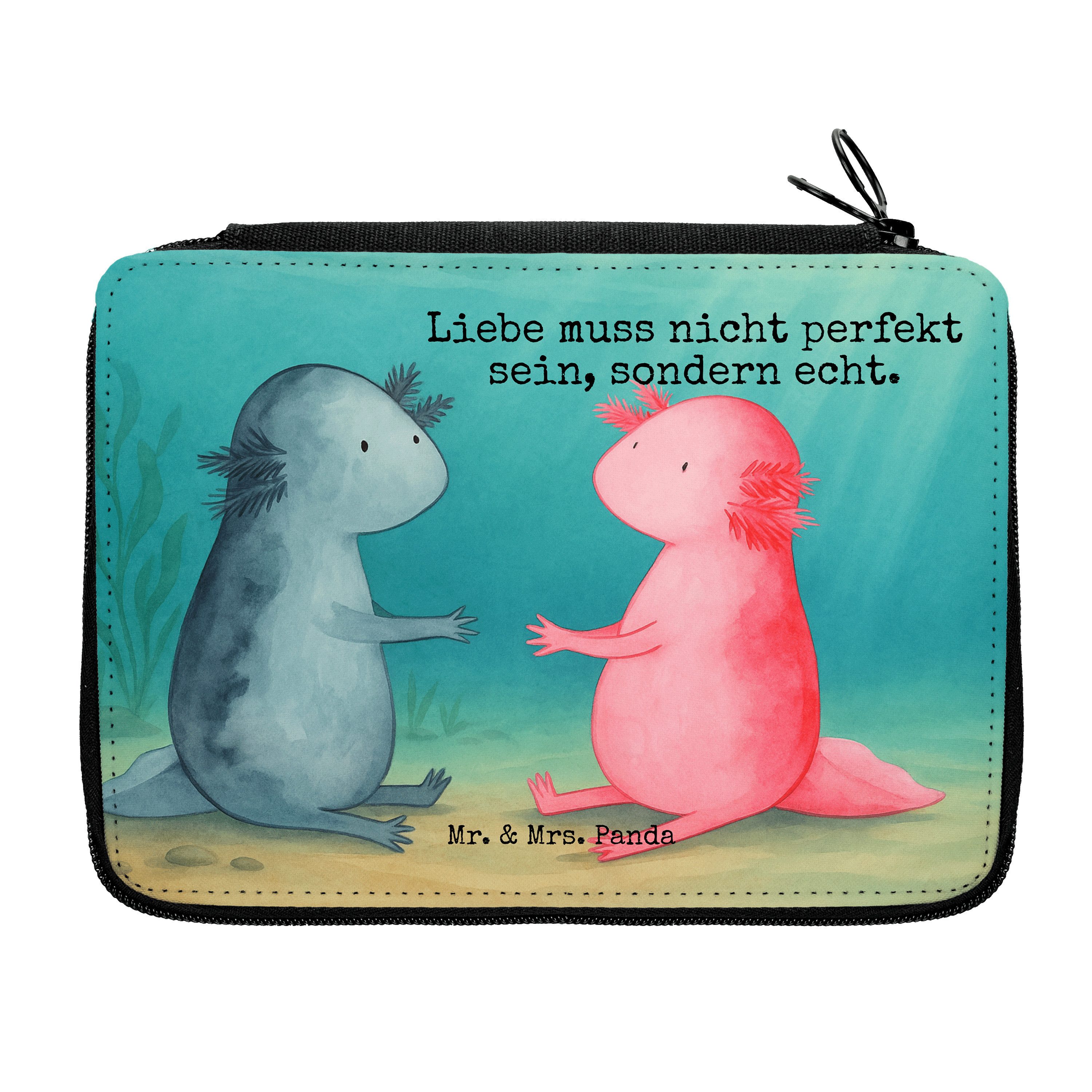 Mr. & Mrs. Panda Federmäppchen Axolotl Liebe Design, (Packung), Schüleretui Geschenk Stifte Etui