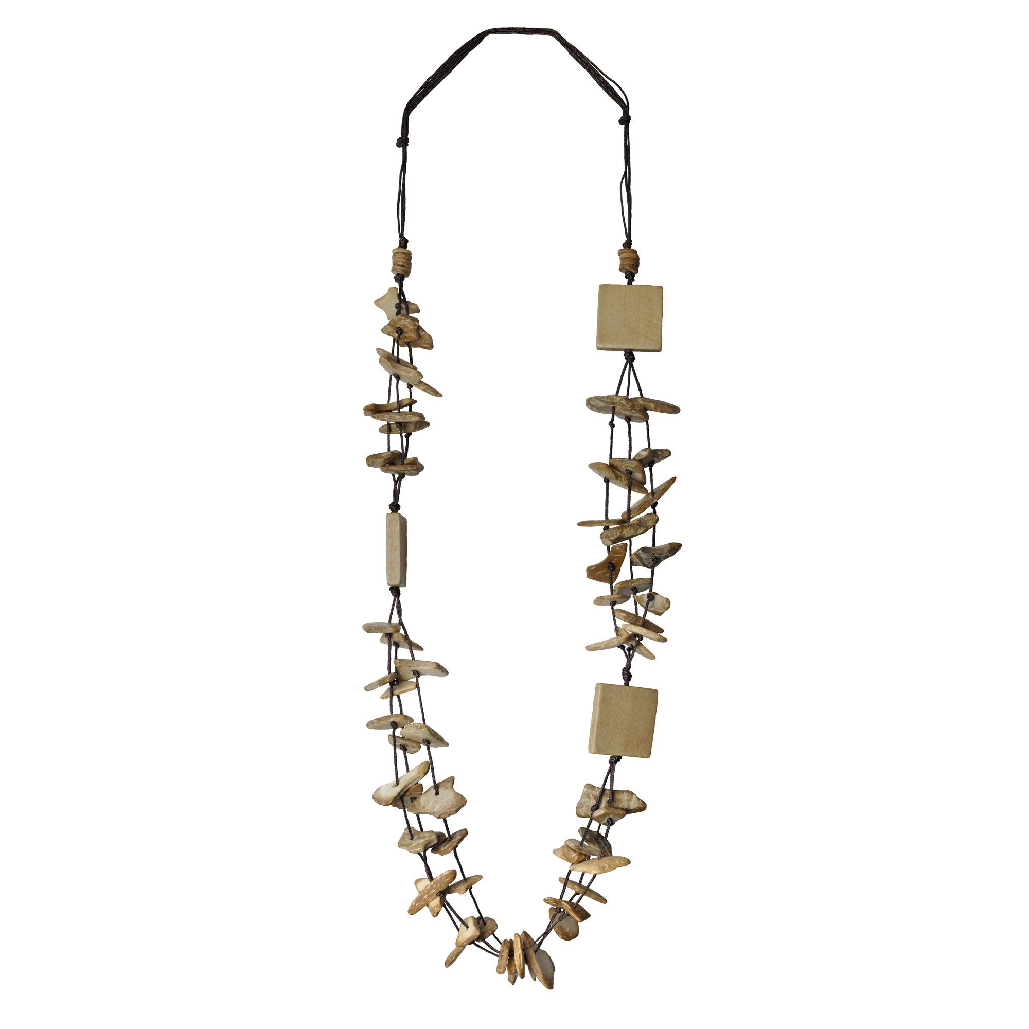 Steuer Collierkettchen Textilkette braun mit Kokossplittern natur