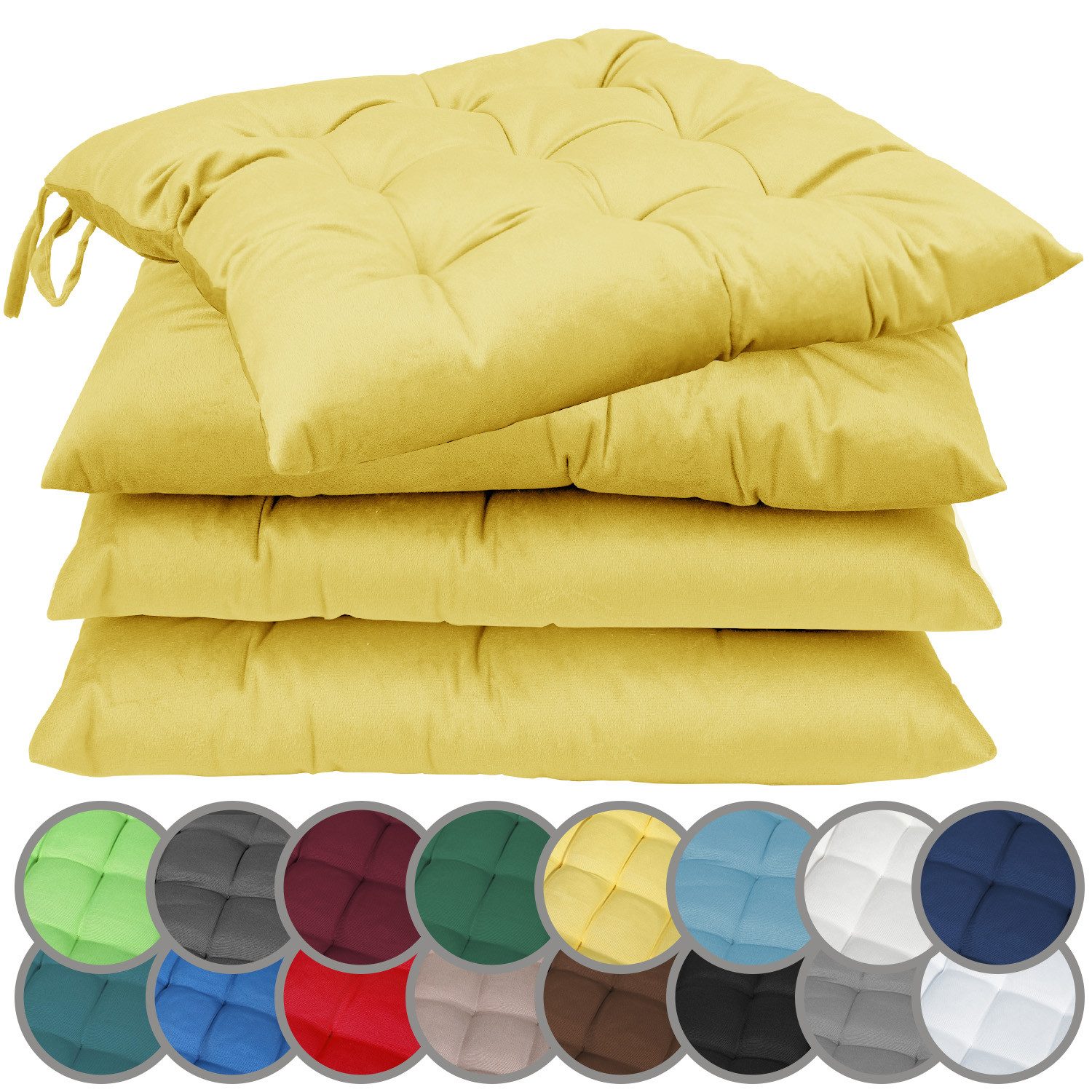 NatureMark Sitzkissen 4er-Set Stuhlkissen 40x40cm mit Bändern, Sitzpolster günstig online kaufen