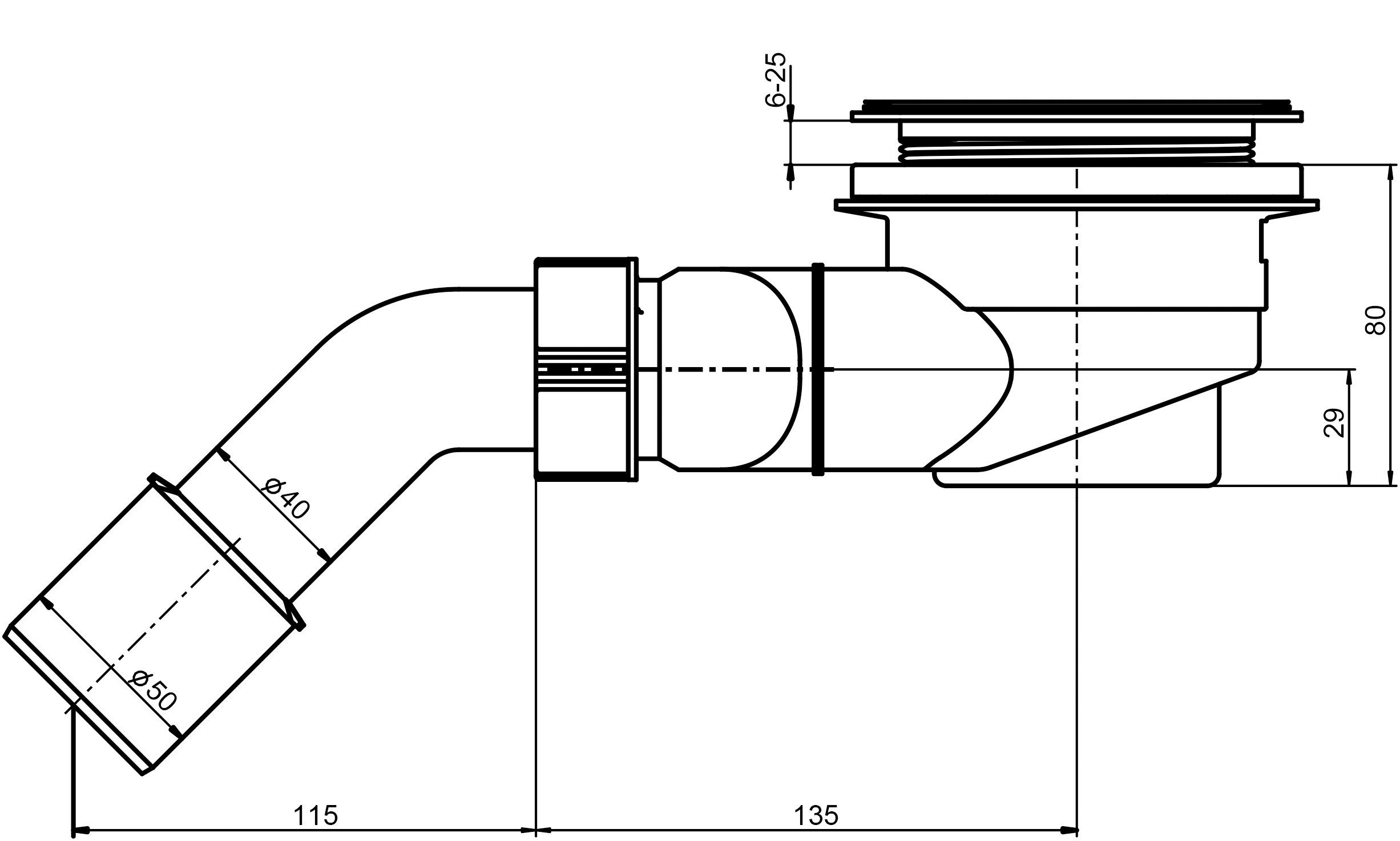 OTTOFOND Duschablauf Tasso 90, Ablauf Ablauf waagerecht DN 50, Ablauf waagerecht DN 40, [1 1/2", 1-tlg., für Duschwannen, chromfarben