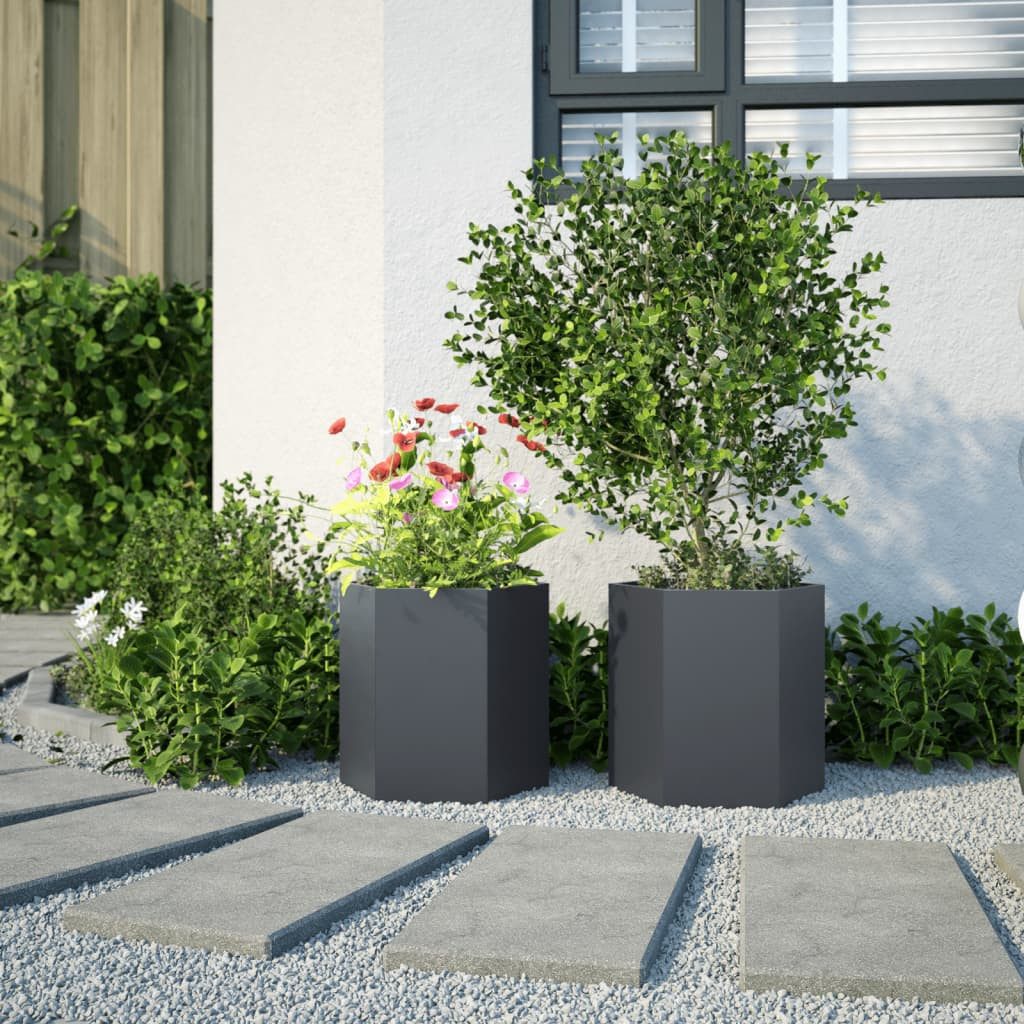 vidaXL Blumentopf Garten-Pflanzgefäße 2 Stück Anthrazit günstig online kaufen