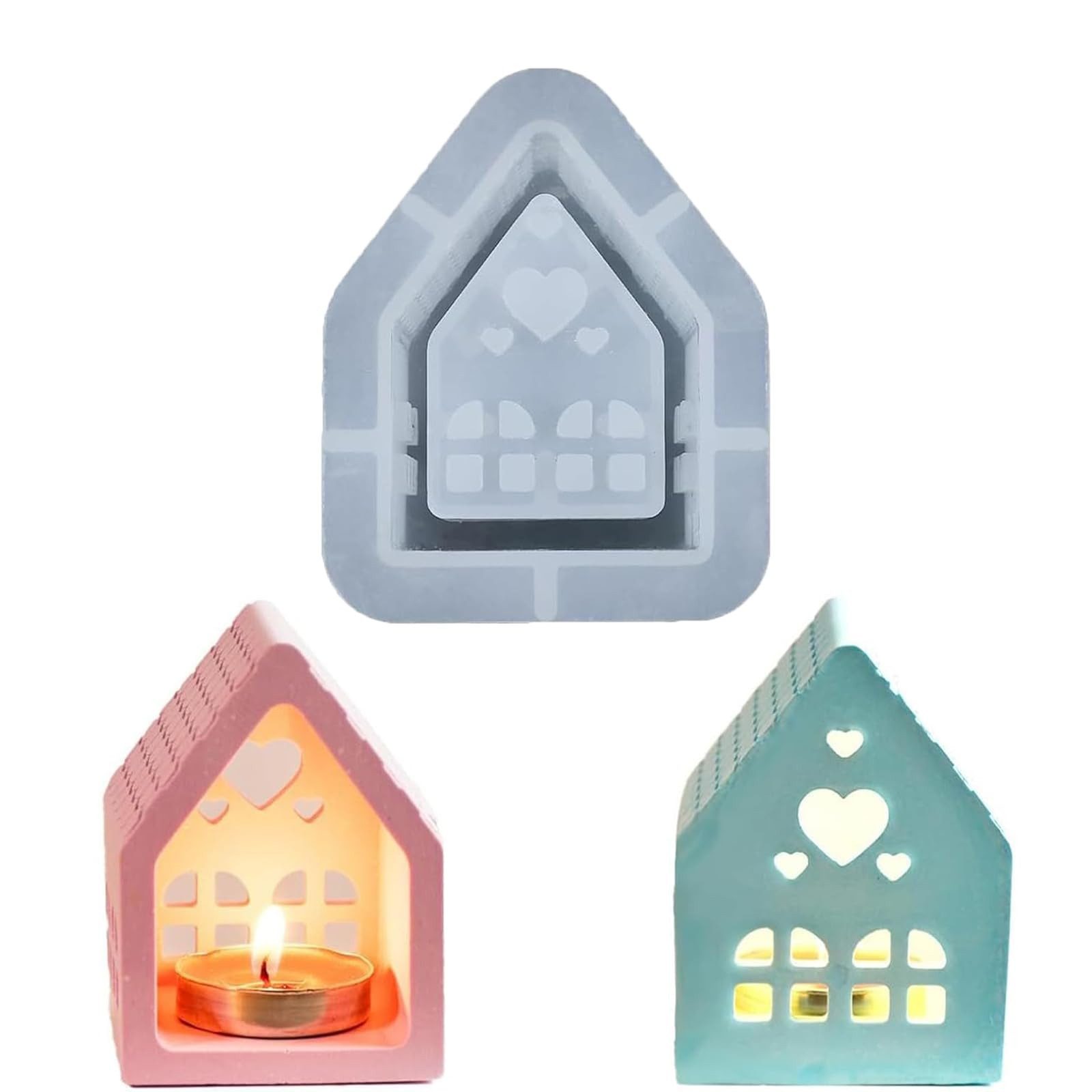 CLTYQ Modellierwerkzeug Silikonformen, Ostern Gießformen Häuser,3D Silikonform, Gießform Kerzenhalter,Modellierwerkzeug, Gießformen Weihnachten