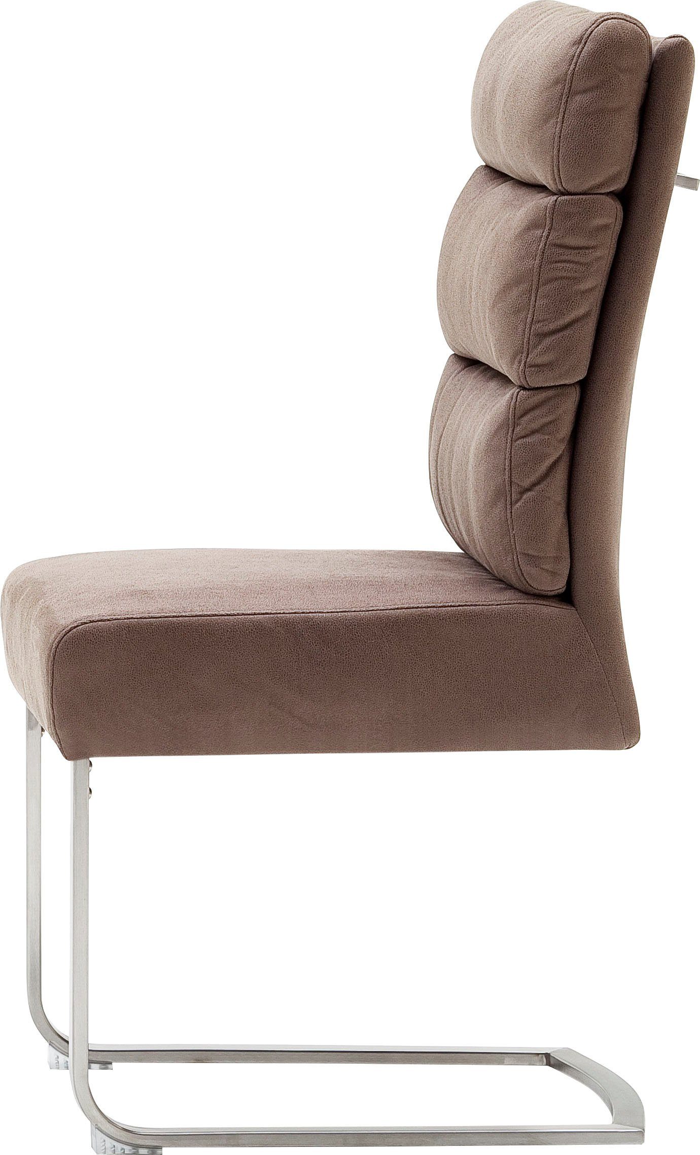 MCA (Set, 120 Stuhl Cappuccino belastbar bis Rochester furniture | Freischwinger gebürstet Edelstahl | Kg St), Cappuccino 2