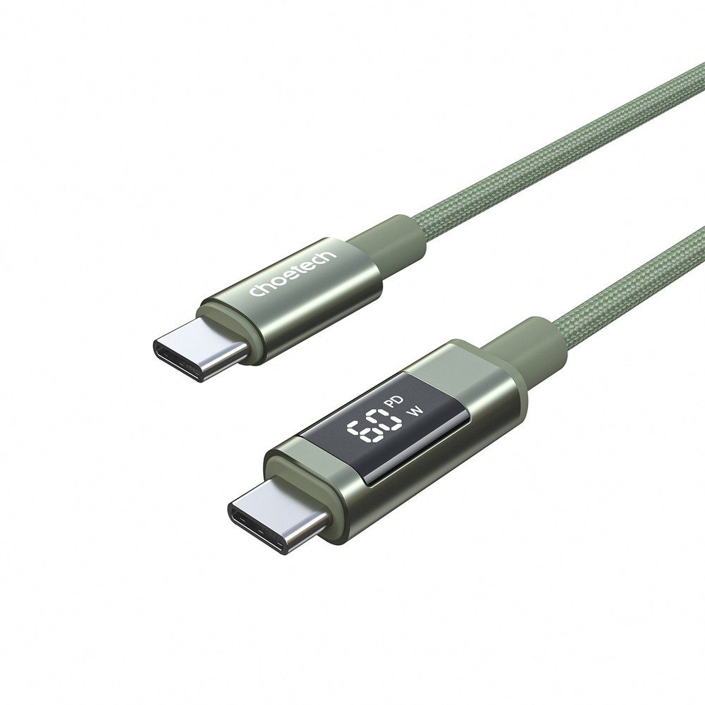 Choetech Ladekabel Datenkabel Schnellladekabel USB-Kabel, USB-C, USB-C (120.0 cm), Digitalanzeige, 60 W Power Delivery, Nylongeflecht