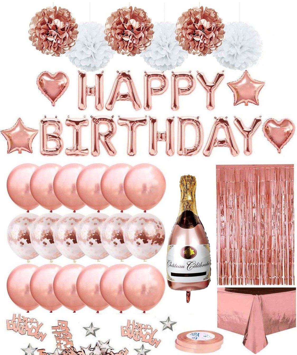 Party Flamingo Aufblasbares Partyzubehör Girlande rose gold Geburtstag 30 40 50 60 Champagner Flasche