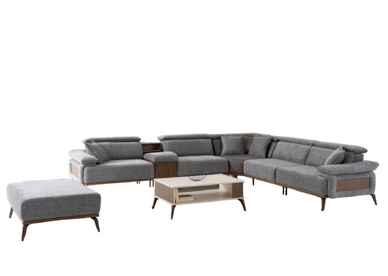 JVmoebel Ecksofa Ecksofa L form Stoffsofa Polstersofa Couch Sofa Grau