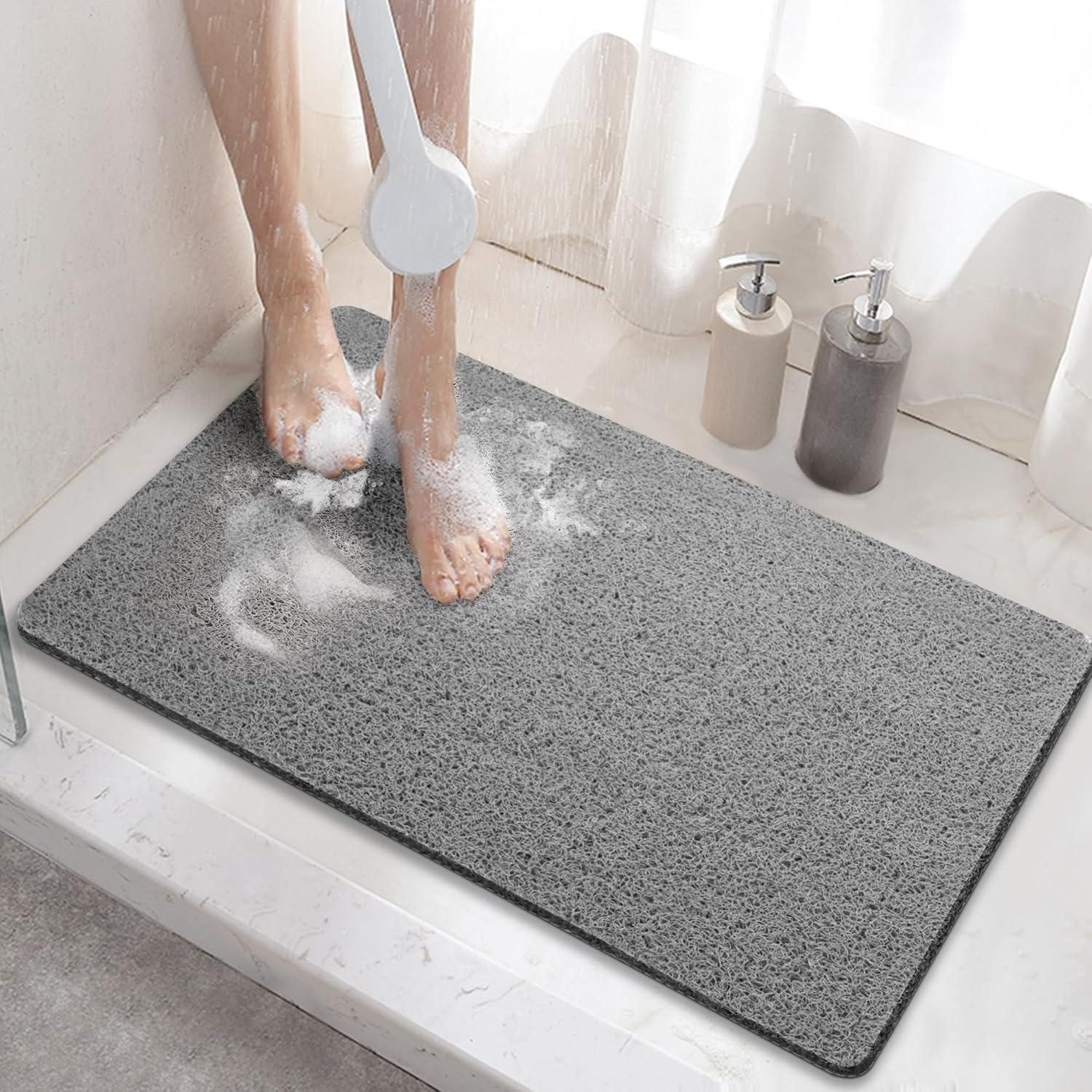 LuxusKollektion Duschmatte Duschmatte rutschfest Badewannenmatte PVC Grau 60 x 40 cm Rechteckig