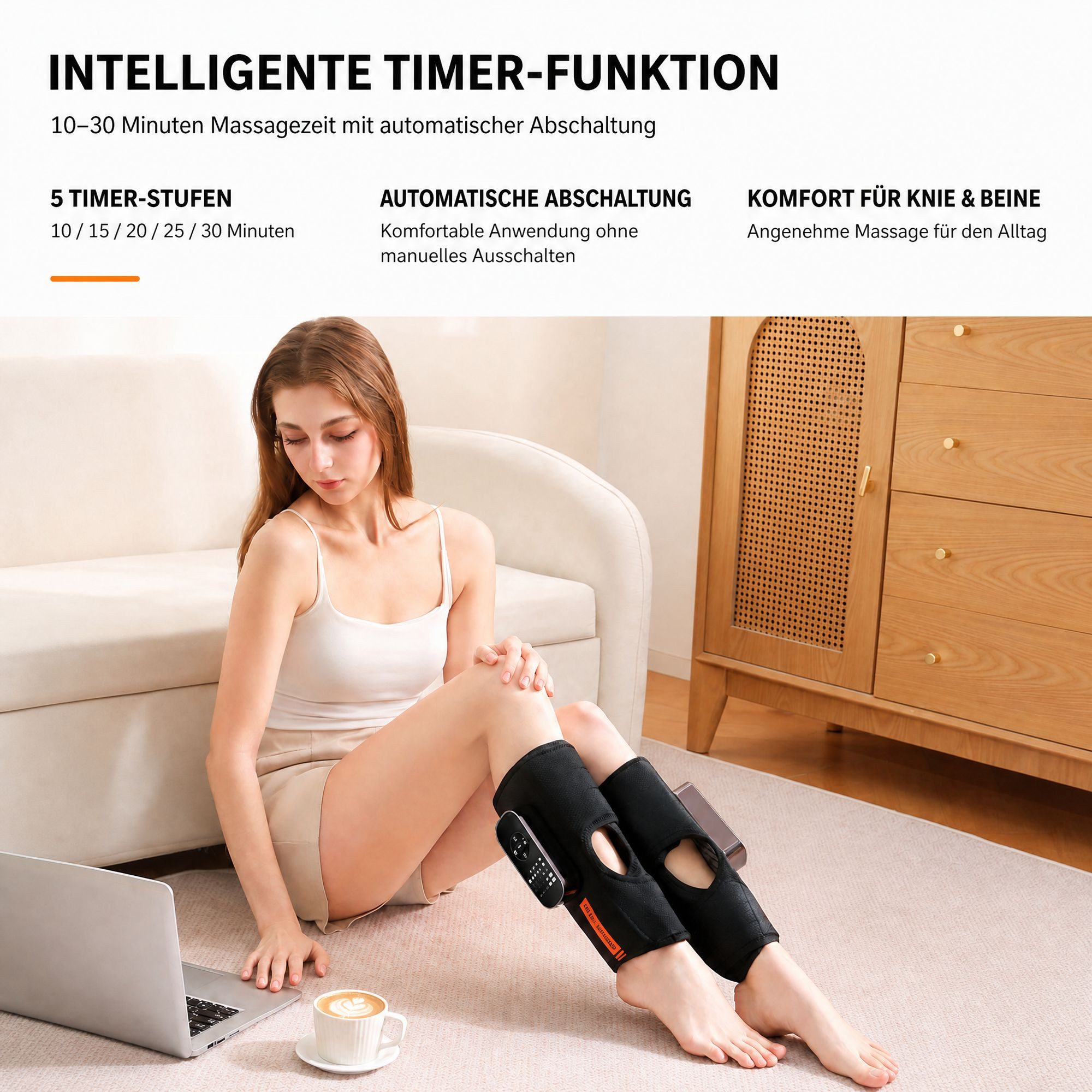 BBG Massagegerät Wadenmassagegerät 2er-Set mit Wärme, Luftkompression und Vibration, 5 Intensitätsstufen, 3 Temperaturstufen, LCD-Display, kabellos, für Waden u – Bild 3 von 5