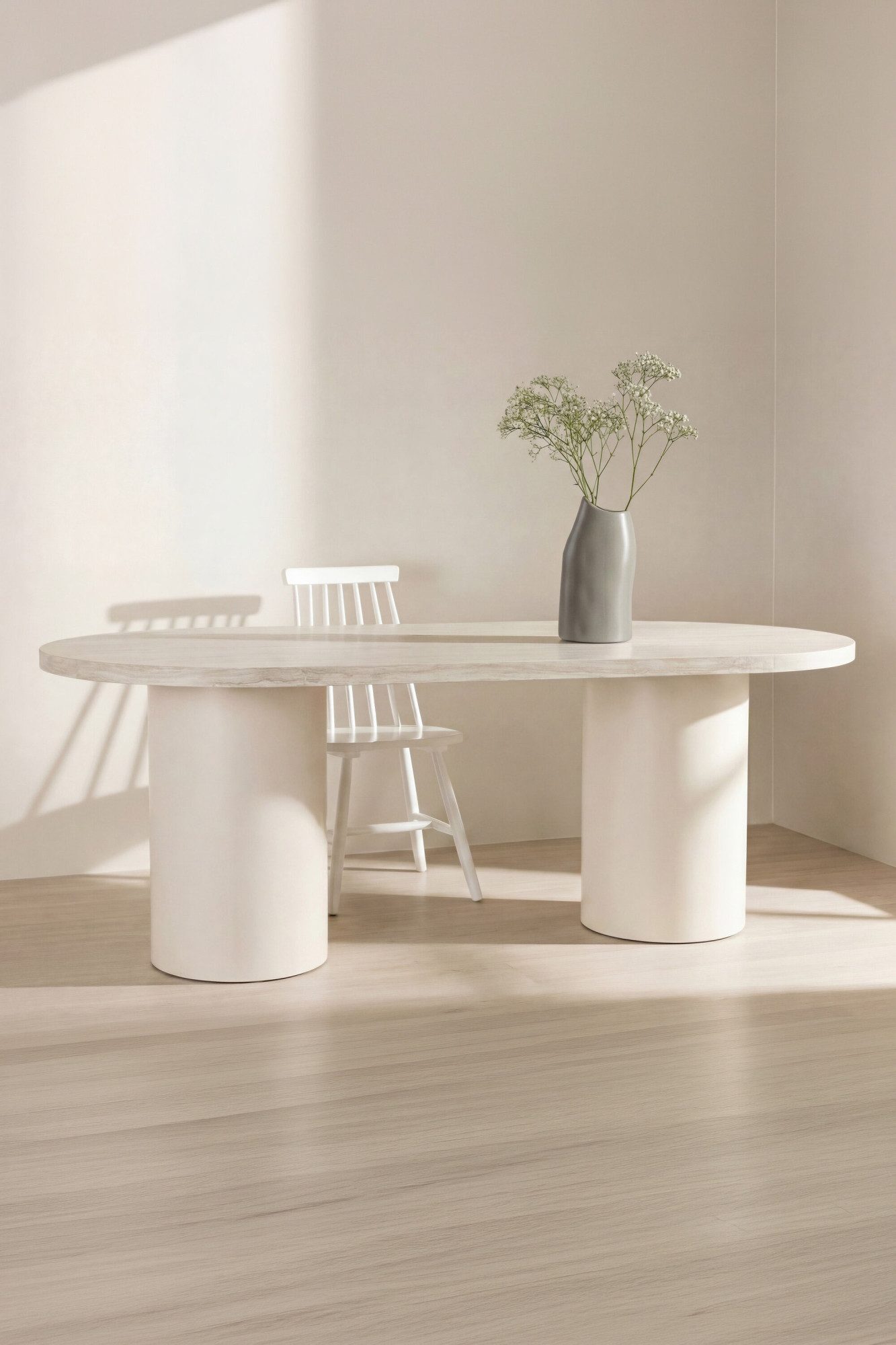 Venture Home Esstisch Narvik, ovaler Esstisch in beiger Steinoptik, 200 × 100 cm, Esszimmertisch, MDF, oval, geräumig, beige, zeitlos elegant