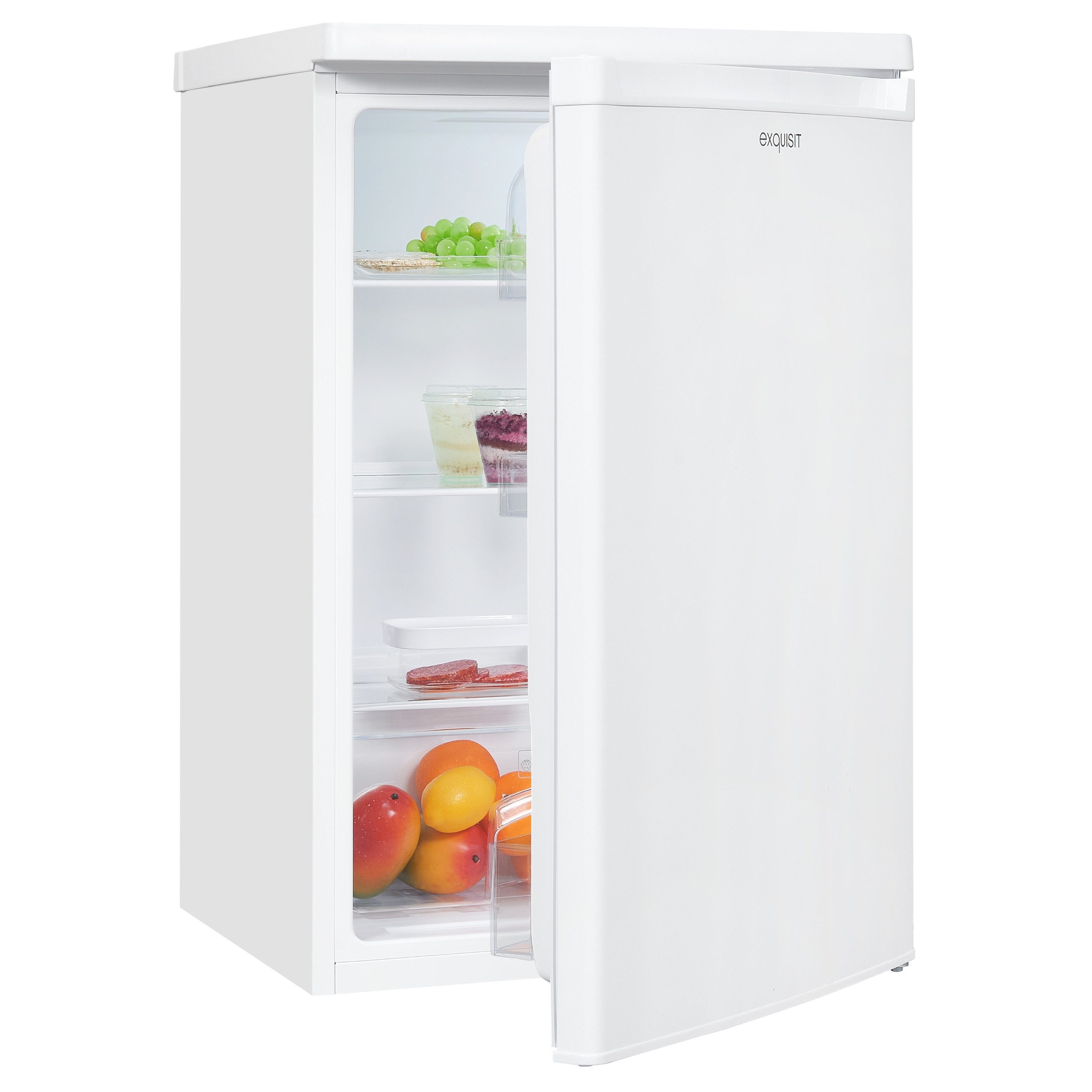 exquisit Vollraumkühlschrank KS516-V-040E, 85.5 cm hoch, 55 cm breit, 127 l Nutzinhalt, LED Beleuchtung, Energieklasse E, 39 dB