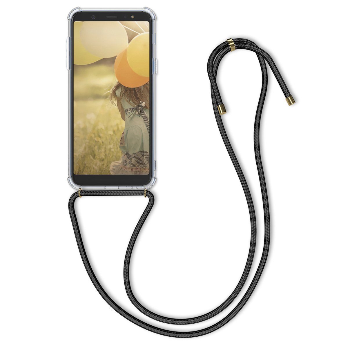 kwmobile Etui Necklace Case für Samsung Galaxy A6+/A6 Plus (2018), Hülle Silikon mit Handykette - Band Handyhülle