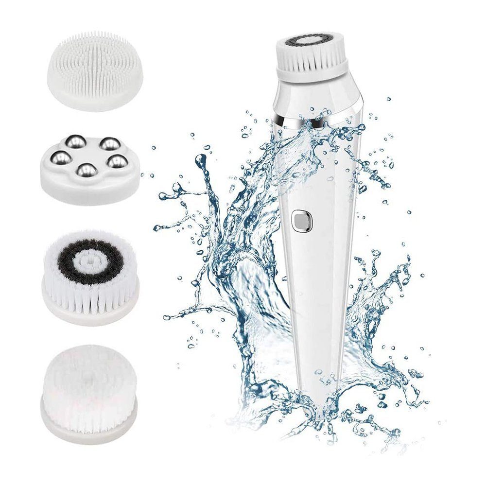 TUABUR Elektrische Gesichtsreinigungsbürste Vier in einer wasserdichten elektrischen Gesichtswaschbürste weiß