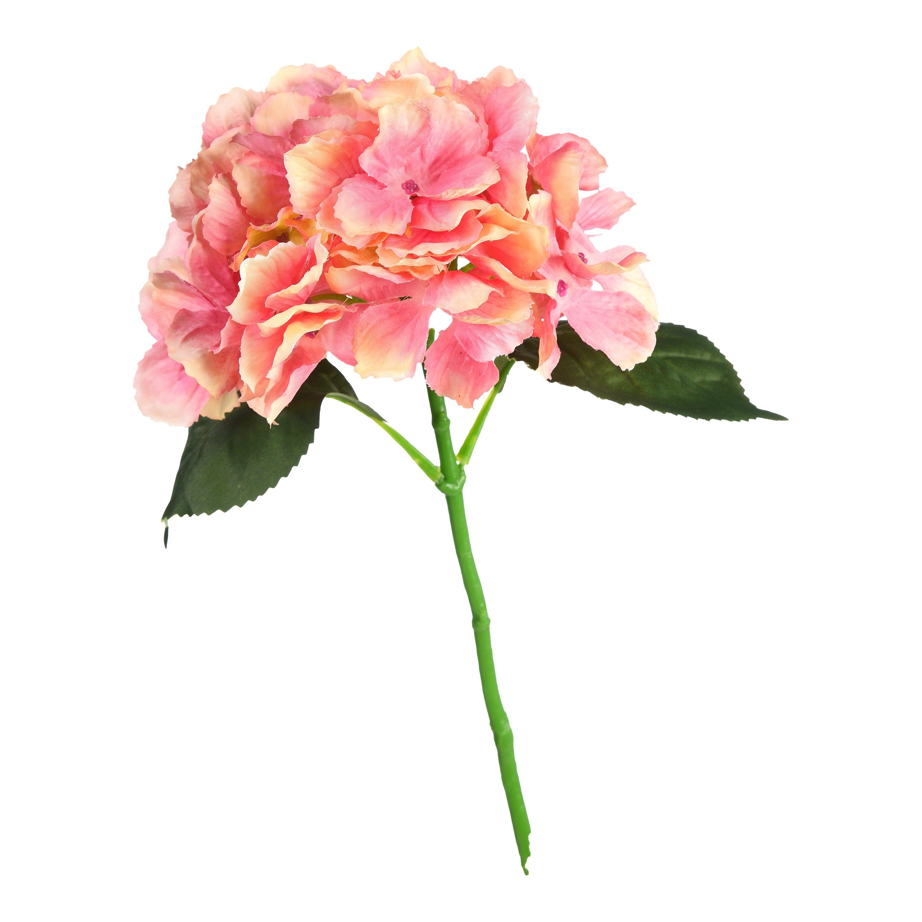 Kunstblume Kunst-Stielblume Hortensie, Depot, aus Polyester, Polyethylen, Draht, L 40 Zentimeter Rosa