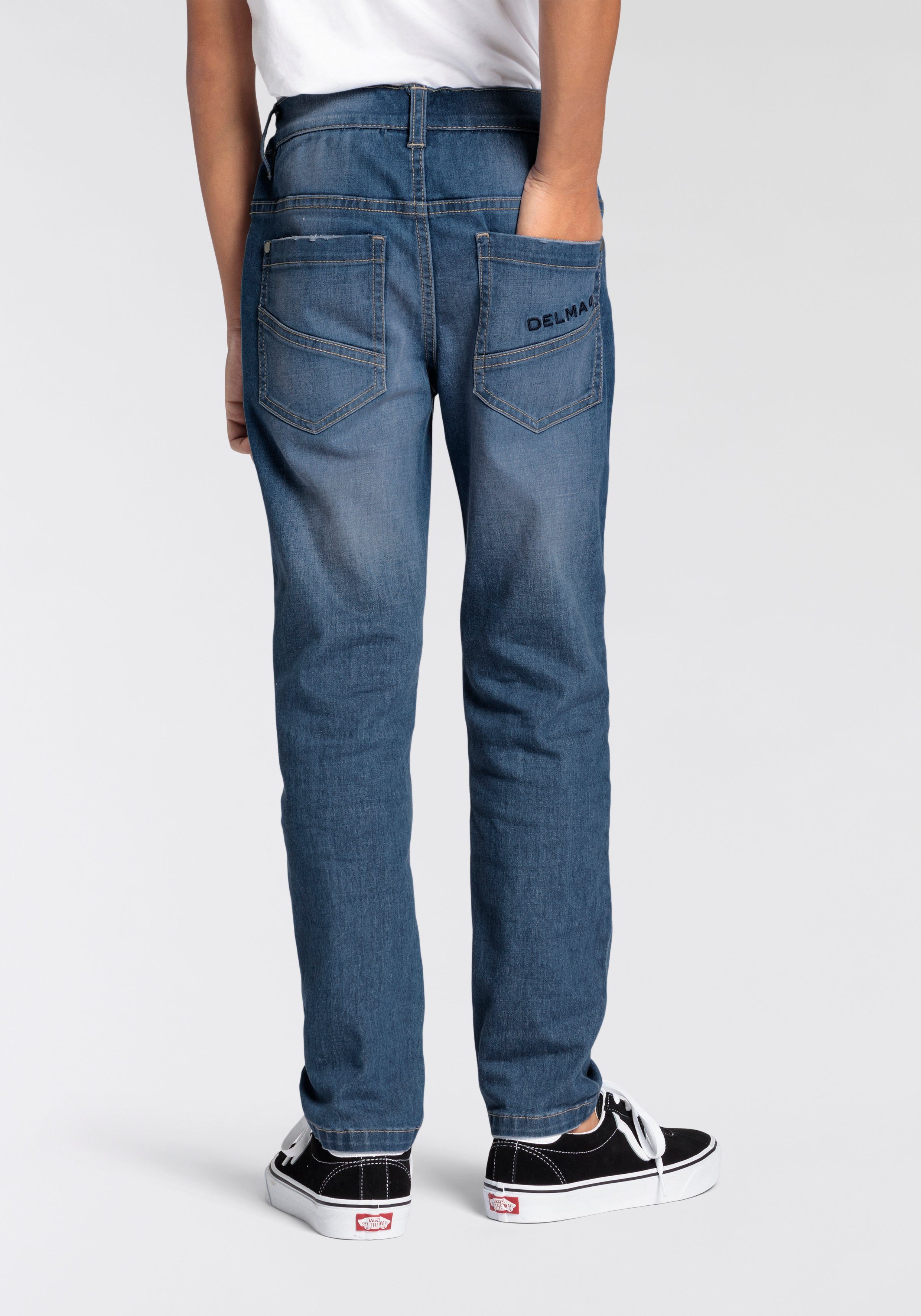 DELMAO Stretch-Jeans Straight-fit Jeans für Jungen elastisches Material, Used-Look-Waschung, niedrige Leibhöhe