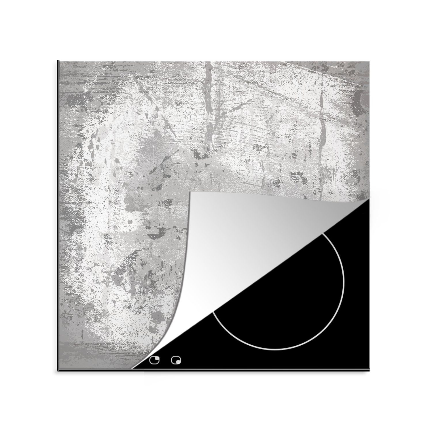 MuchoWow Herdblende-/Abdeckplatte Sichtbare Konturen an einer Betonwand in einer Illustration, Vinyl, (1 tlg), 78x78 cm, Ceranfeldabdeckung, Arbeitsplatte für küche