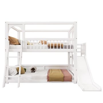 REDOM Etagenbett Kinderbett (Holzbett 90*200 mit Lattenrost, Kinder-Etagenbett mit Regalen mit Rutsche, ohne Matratze)