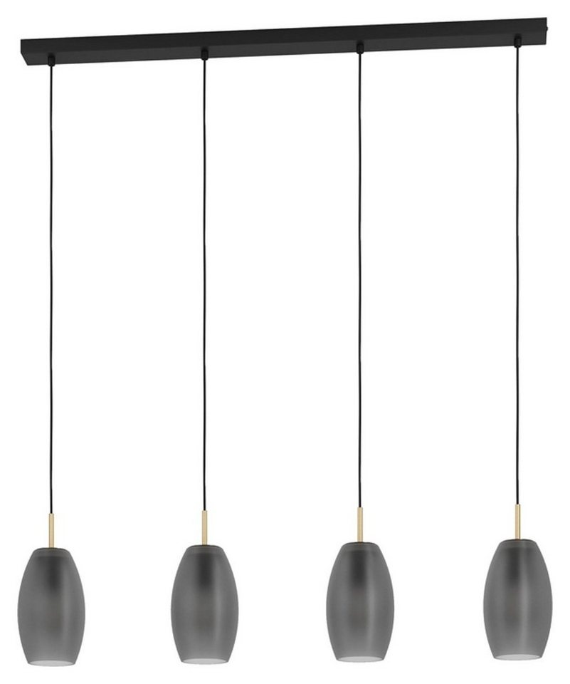 EGLO Pendelleuchte BATISTA, 4-flammig, Schwarz, Metall, B 95 cm, ohne  Leuchtmittel, Hängeleuchte, Hängelampe, Lampenschirme aus Rauchglas