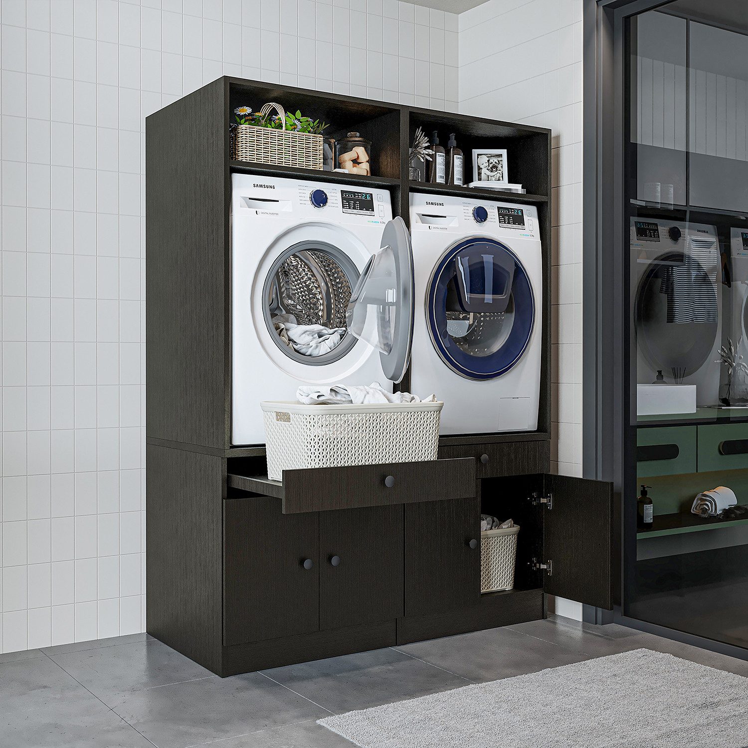 Roomart Waschmaschinenumbauschrank (Waschmaschinenschrank Trocknerschrank W günstig online kaufen