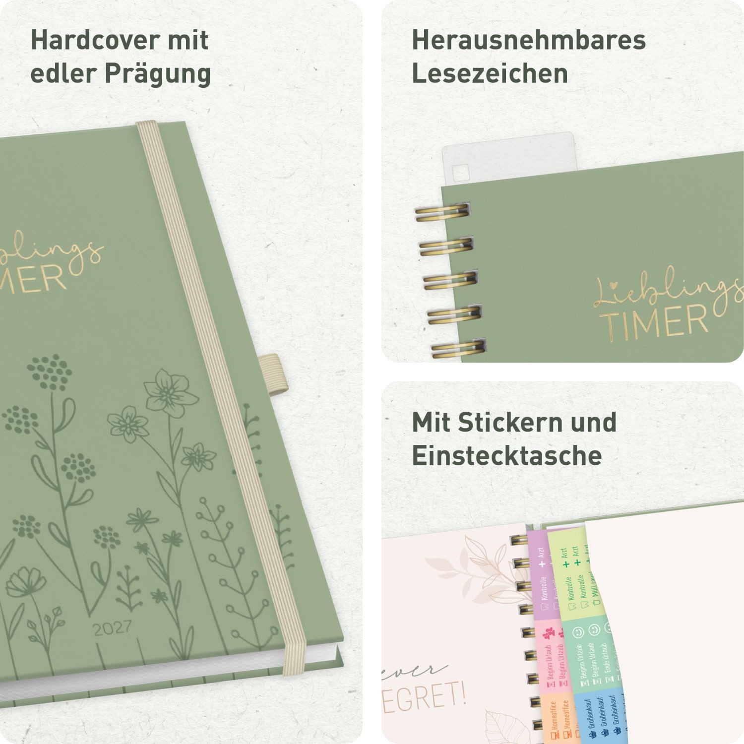 Häfft Terminkalender Lieblings-Timer Deluxe 2026/2027 / 17 Monate / A5, Wire-O-Bindung