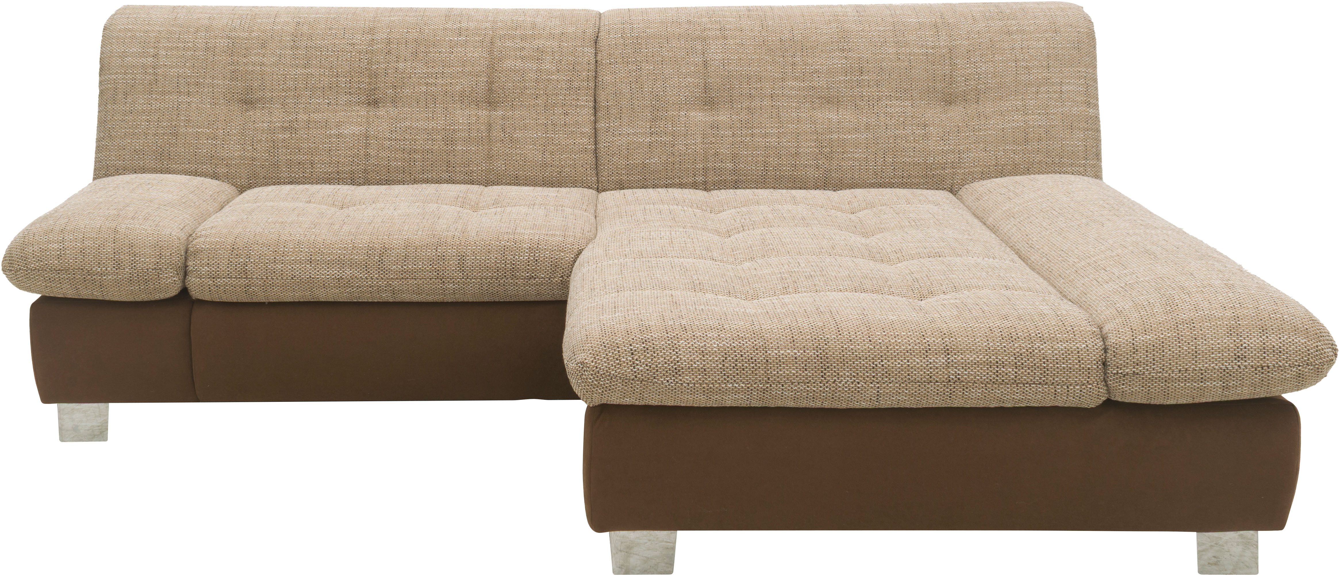 DOMO collection Ecksofa 100031 kompakte Stellmaße, komfortabel und bequem, L-Form, wahlweise mit Bettfunktion und Armteilverstellung. Breite 234 cm